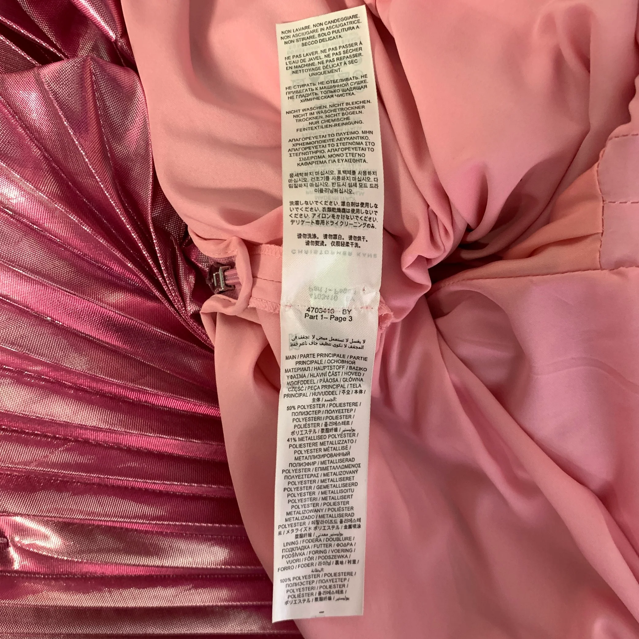 CHRISTOPHER KANE Size XS Pink Polyester Metallic A-Line Skirt - Image 4