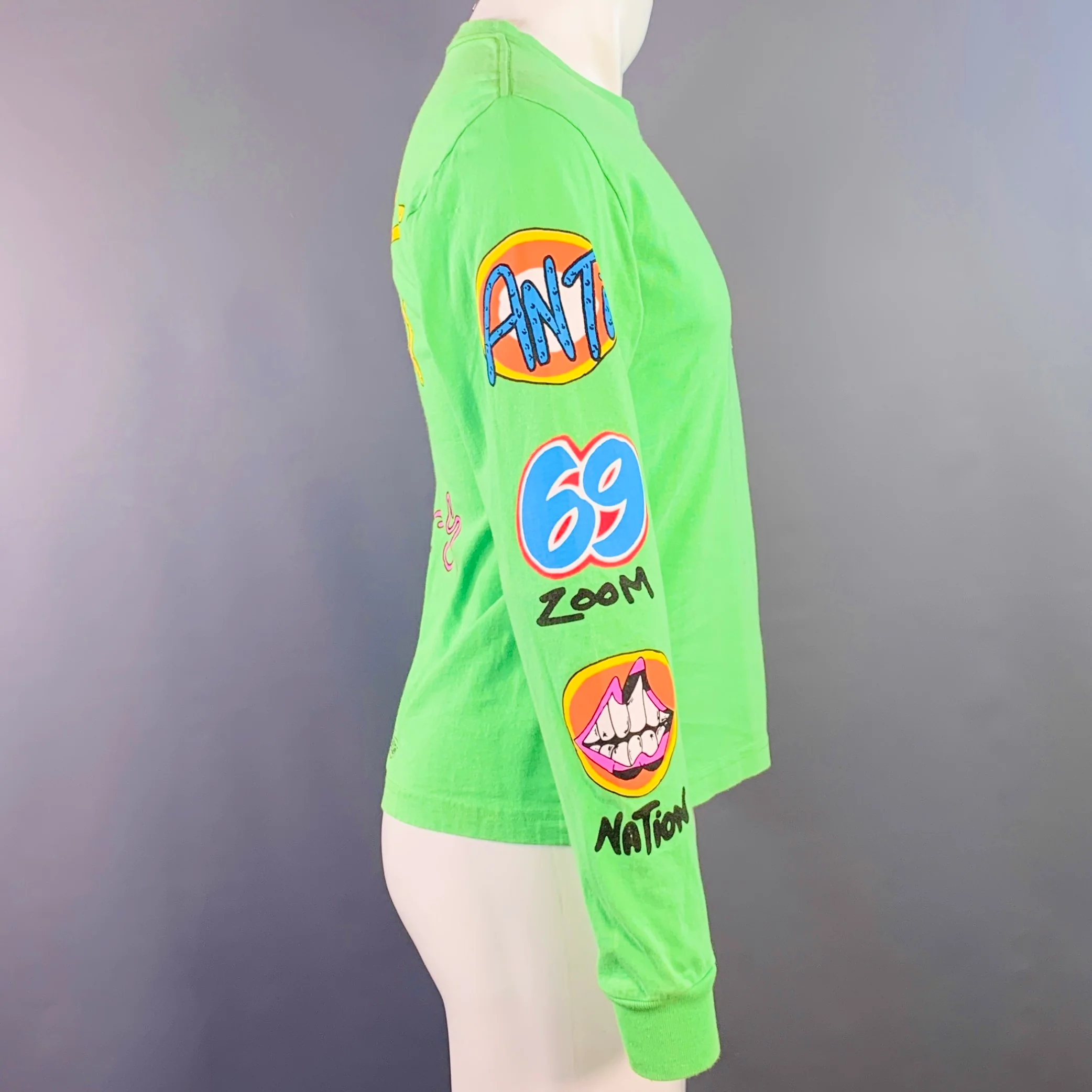 CHROME HEARTS Size S Sex Records Green Graphic Cotton Long Sleeve T-shirt - Image 3
