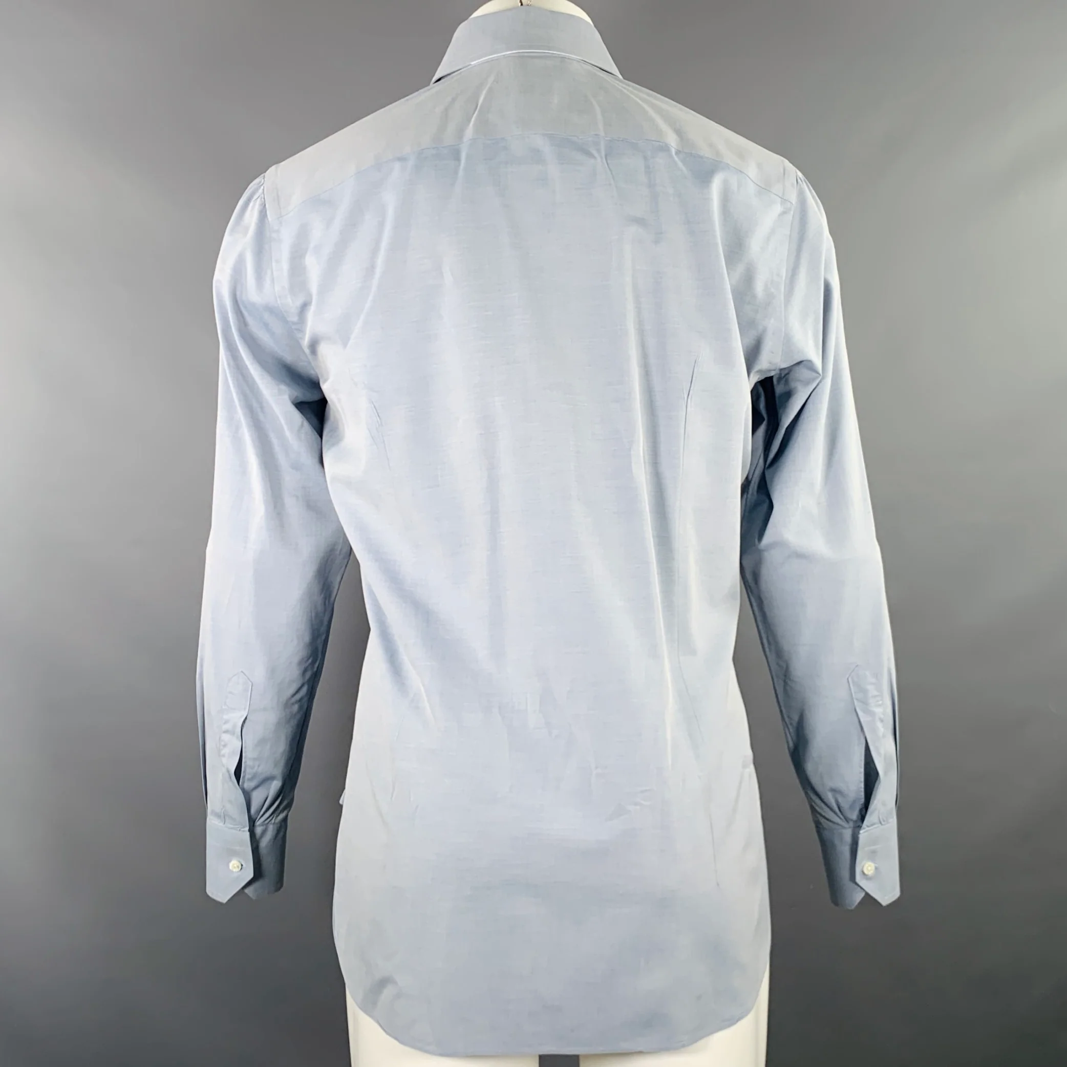 CIFONELLI Size M Blue Grey Cotton Spread Collar Long Sleeve Shirt - Image 3