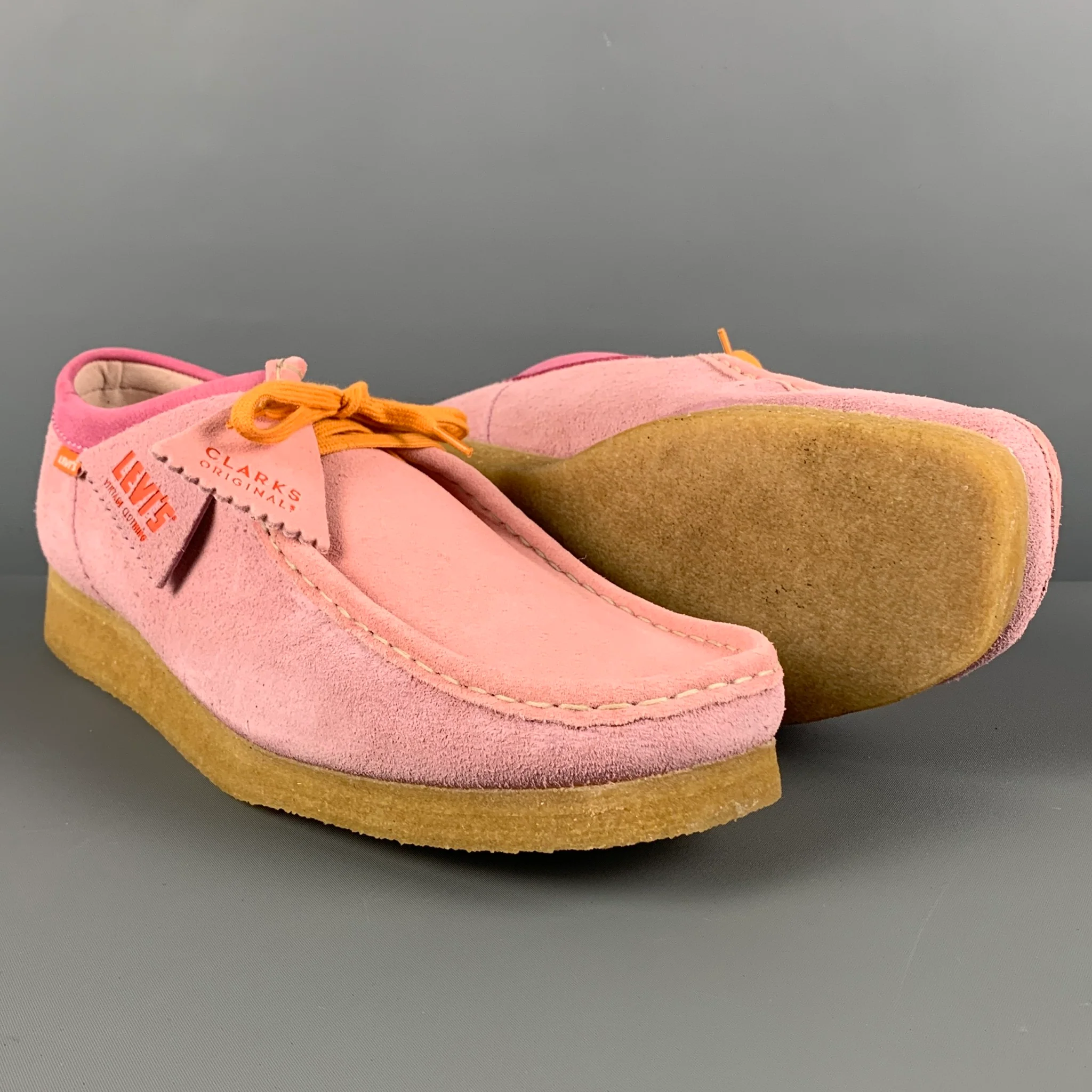 CLARKS x LEVI'S VINTAGE Size 11 Pink Suede Desert Lace Up Shoes - Image 3