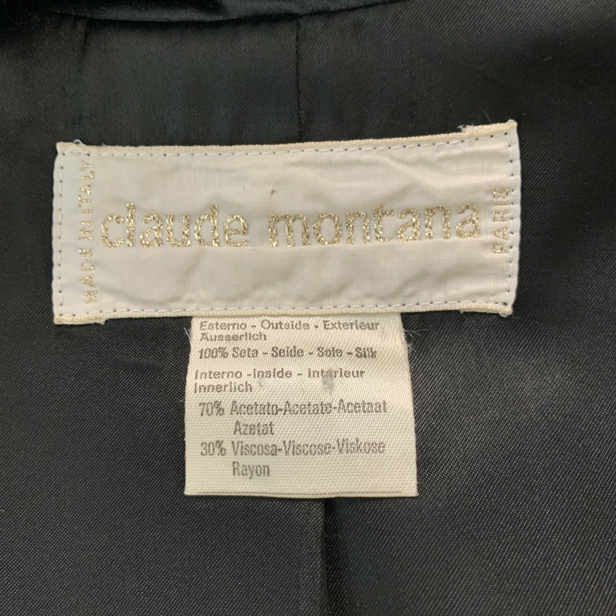 CLAUDE MONTANA Size 12 Black Silk Double Breasted Pants Suit - Image 11
