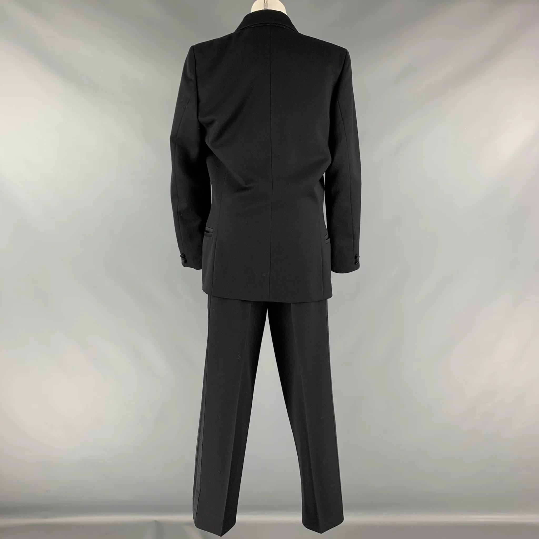 CLAUDE MONTANA Size 12 Black Silk Double Breasted Pants Suit - Image 4