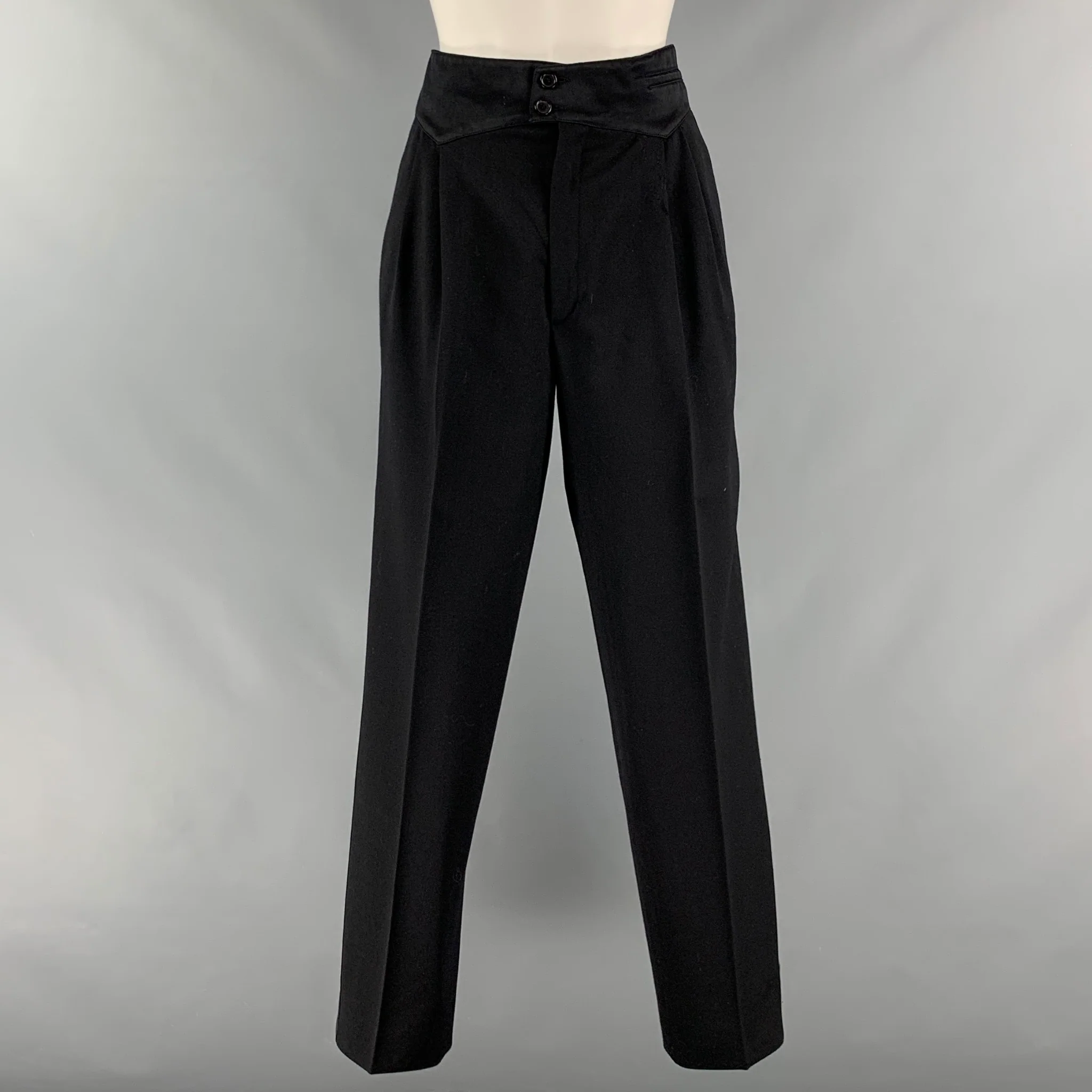 CLAUDE MONTANA Size 12 Black Silk Double Breasted Pants Suit - Image 6