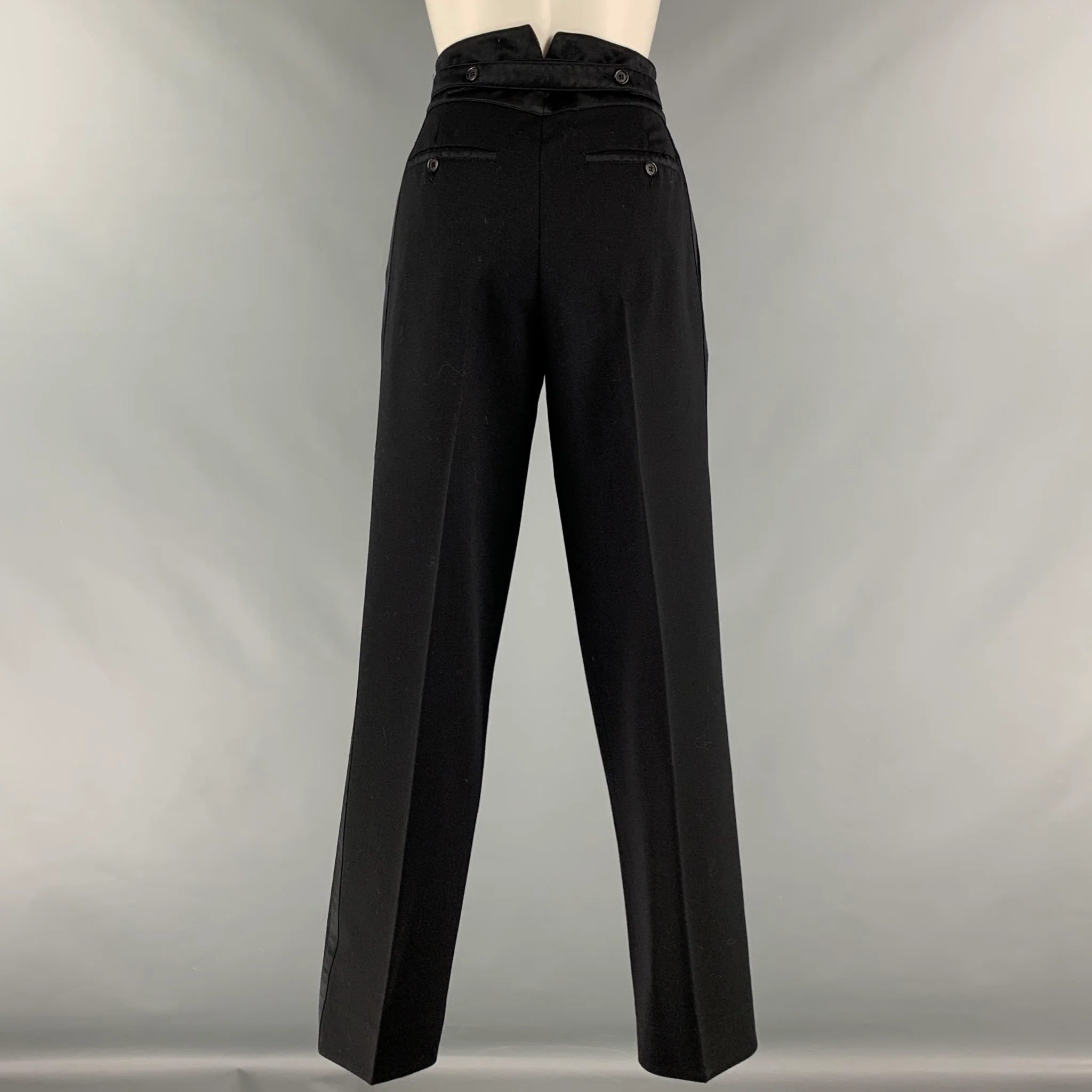 CLAUDE MONTANA Size 12 Black Silk Double Breasted Pants Suit - Image 7