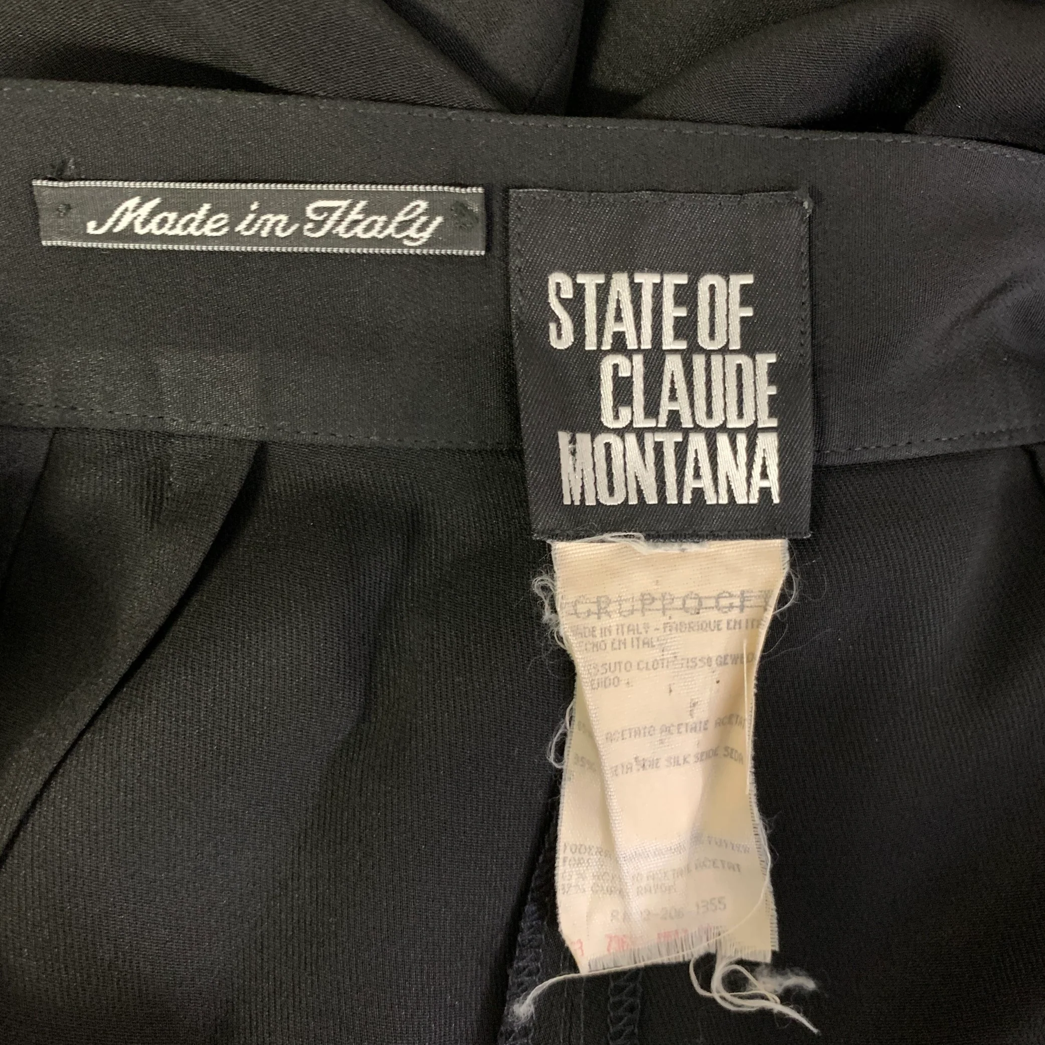 CLAUDE MONTANA Size S Black Silk Blend Tapered Dress Pants - Image 3