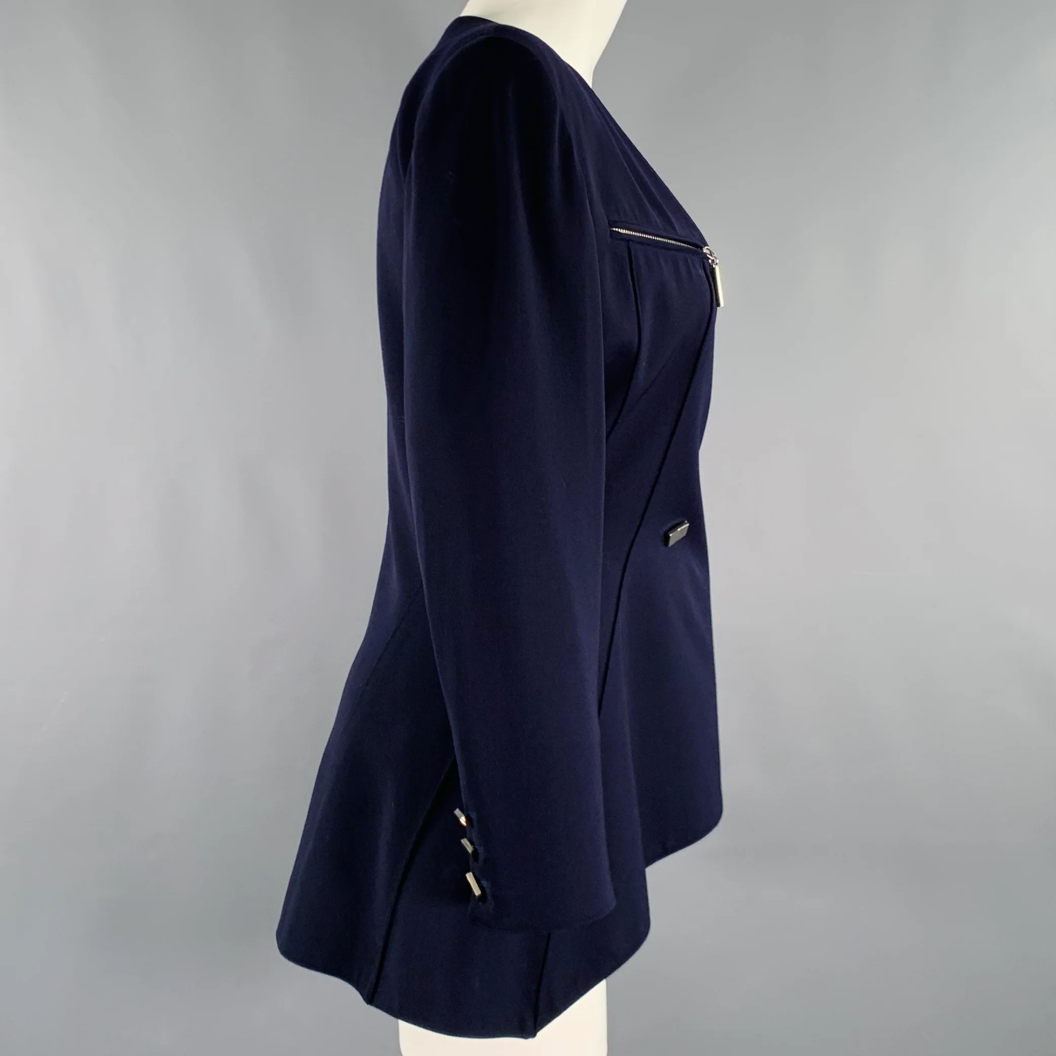 CLAUDE MONTANA Size S Purple Wool Shoulder Pads Jacket - Image 3