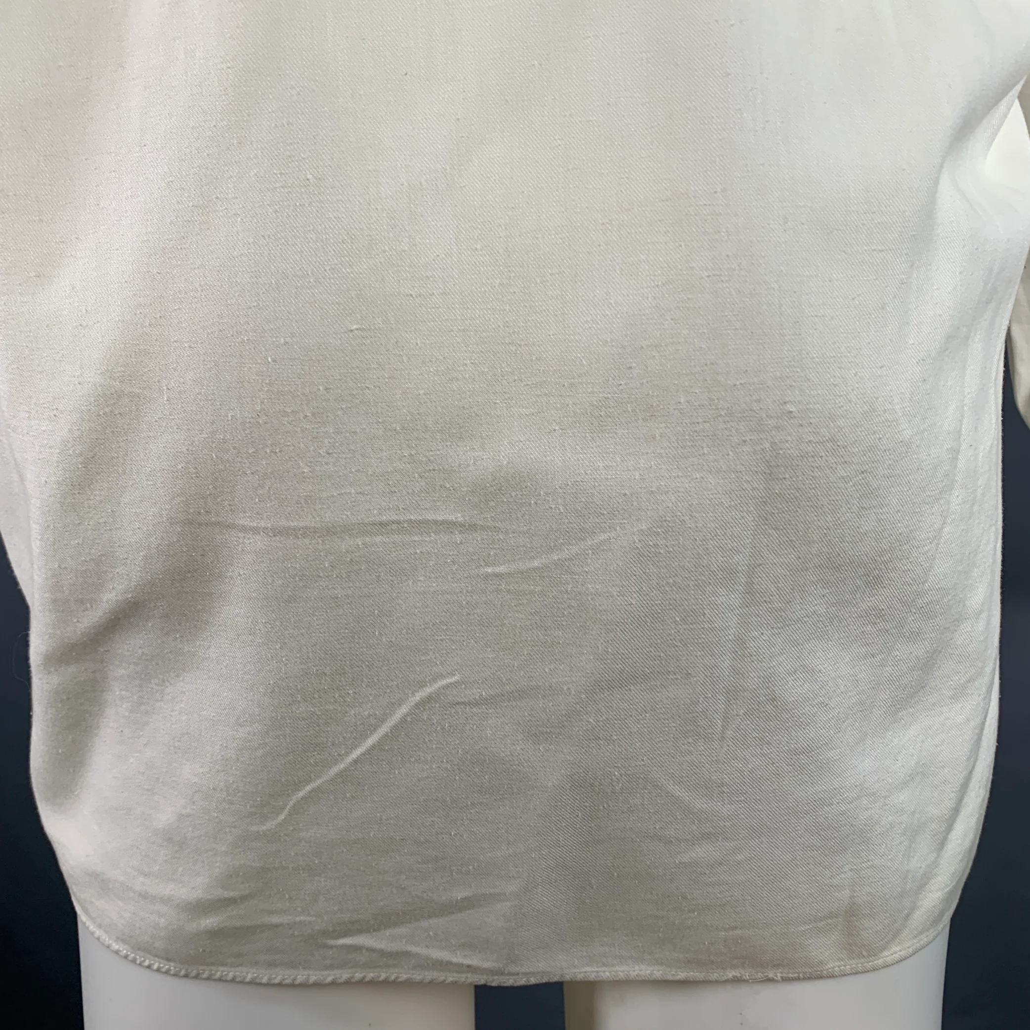 CLAUDE MONTANA Vintage Size S White Pleated Cotton Spread Collar Oversized Long Sleeve Shirt - Image 6