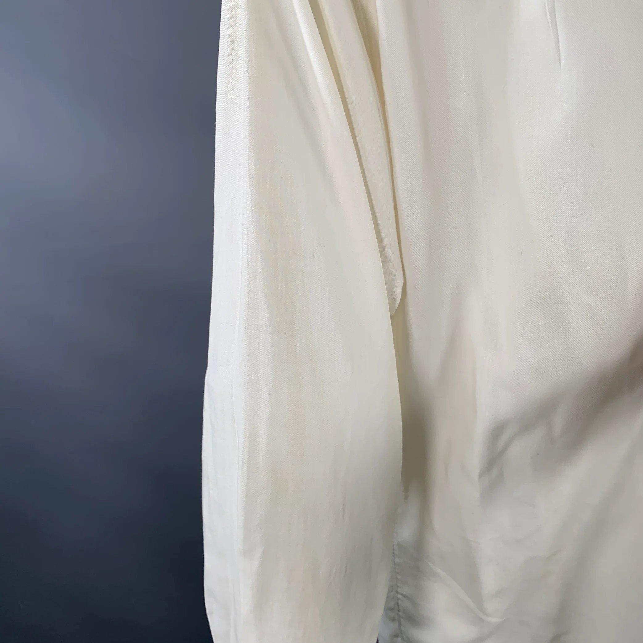 CLAUDE MONTANA Vintage Size S White Pleated Cotton Spread Collar Oversized Long Sleeve Shirt - Image 9