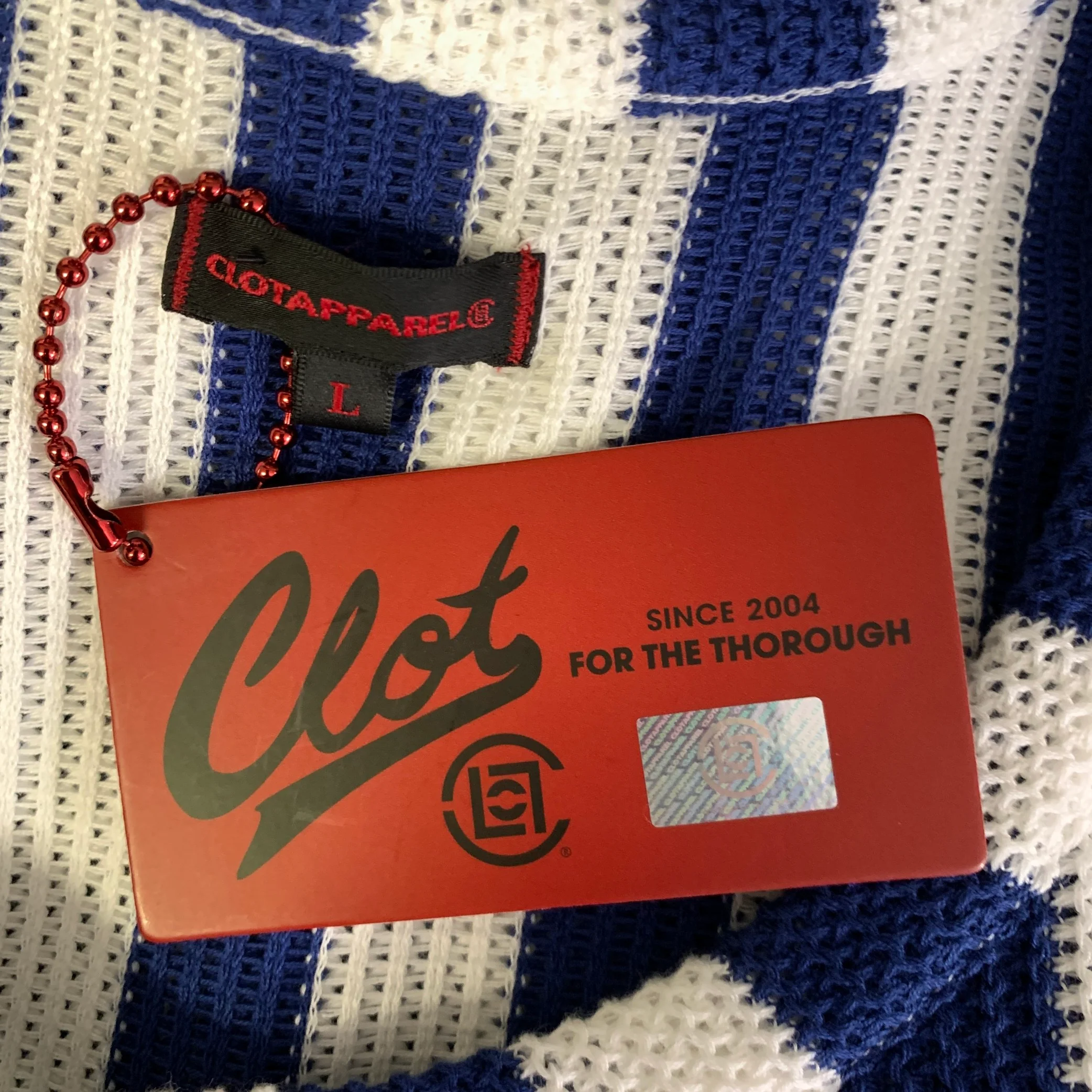 CLOT APPAREL Size L White Blue Stripe Cotton See Through Tank Top - Image 4
