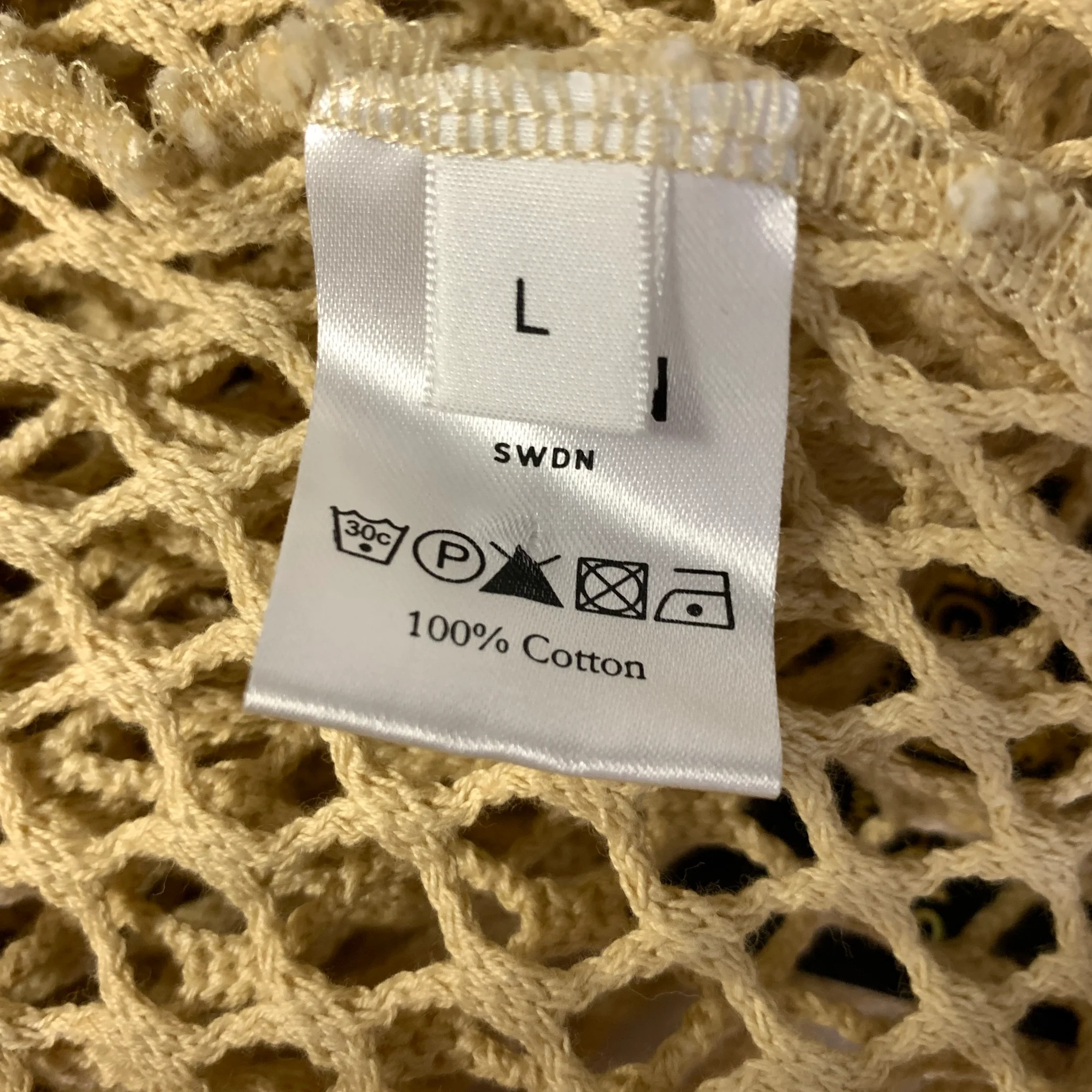 CMMN SWDN Size L Tan Khaki Knit Cotton See Through Tank Top - Image 5