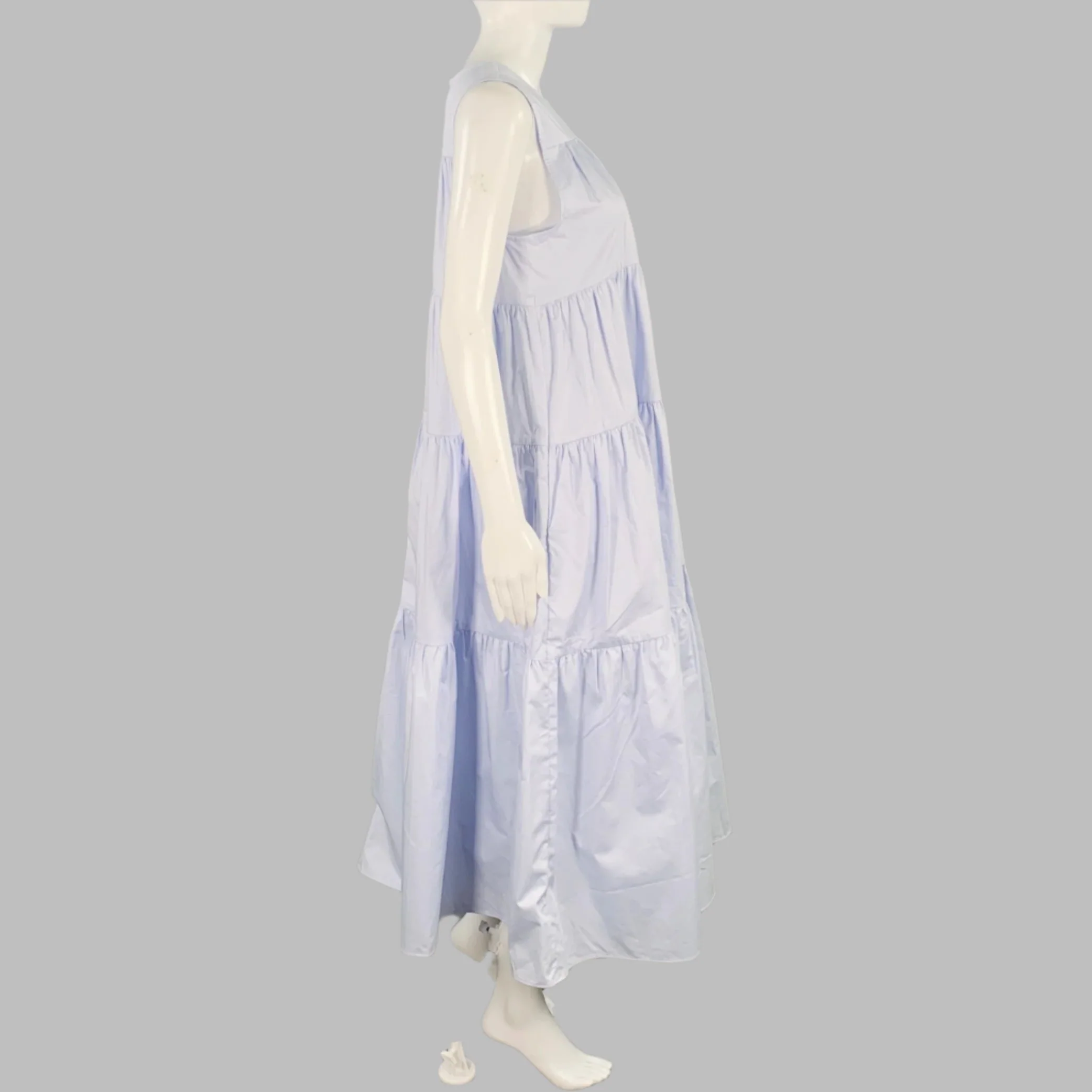 CO Size XS Blue Light Cotton Tiered Sleeveless Dress - Image 2