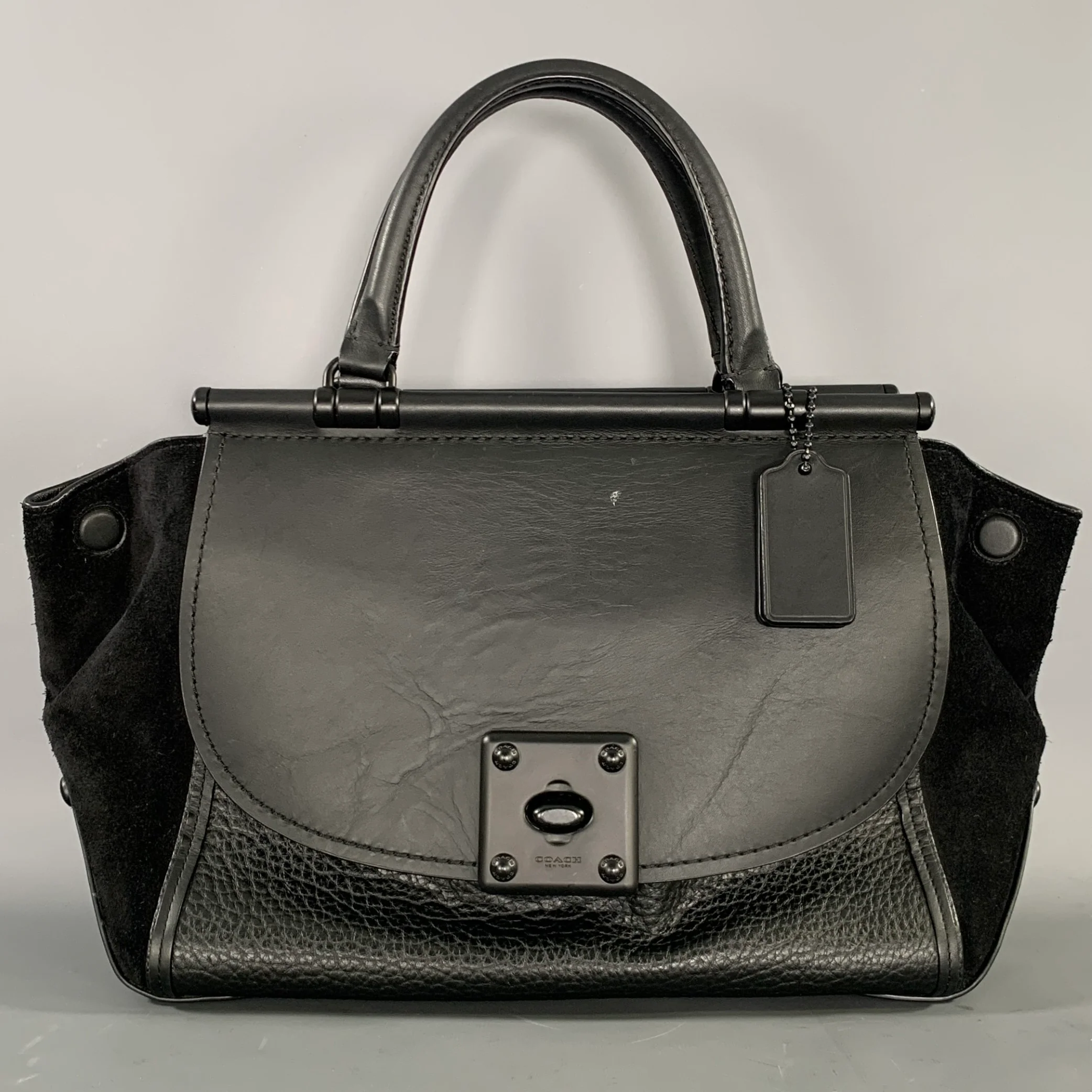COACH Black B1781-38389 Suede Leather Handbag & Leather Goods