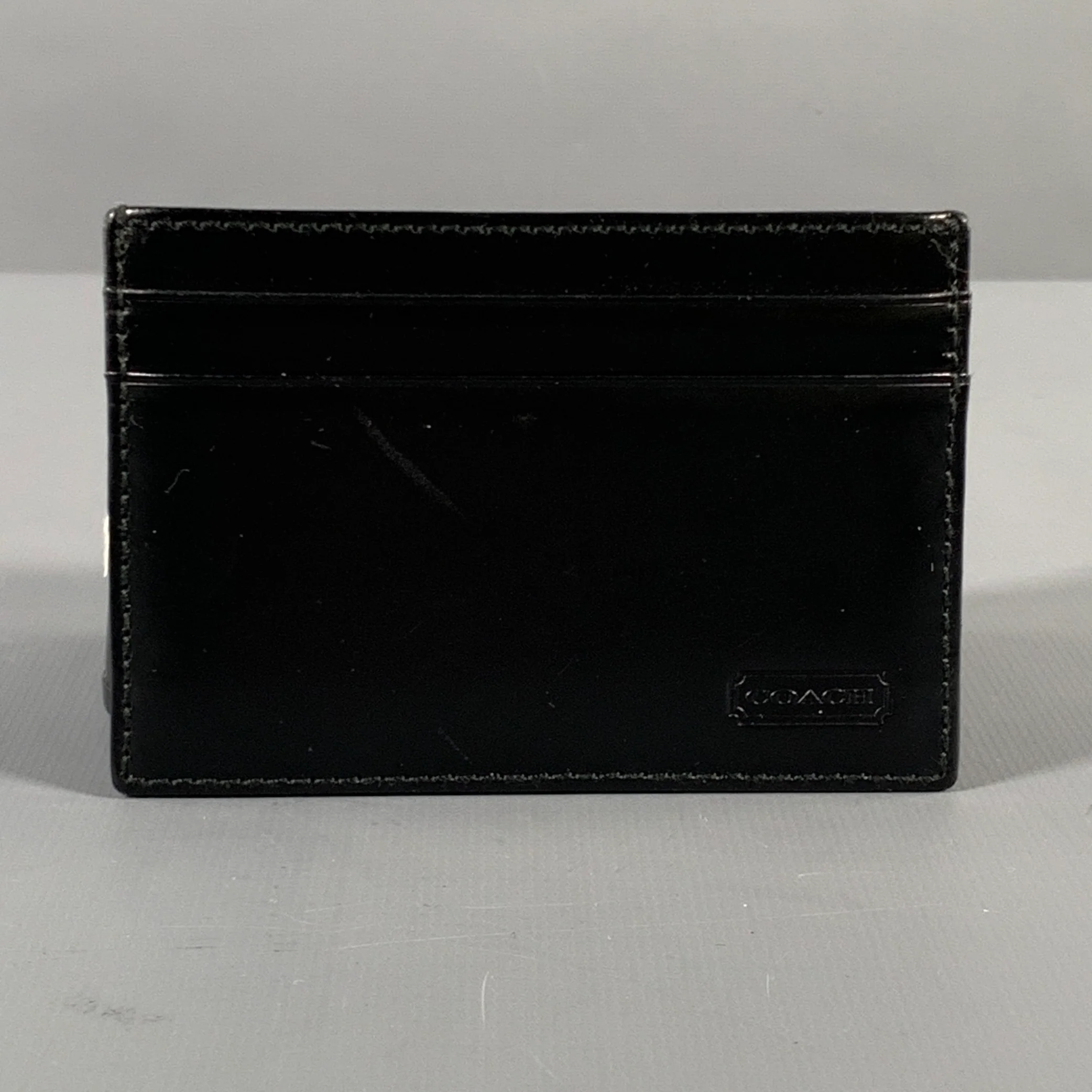 COACH Black Leather Card Case Leather Goods