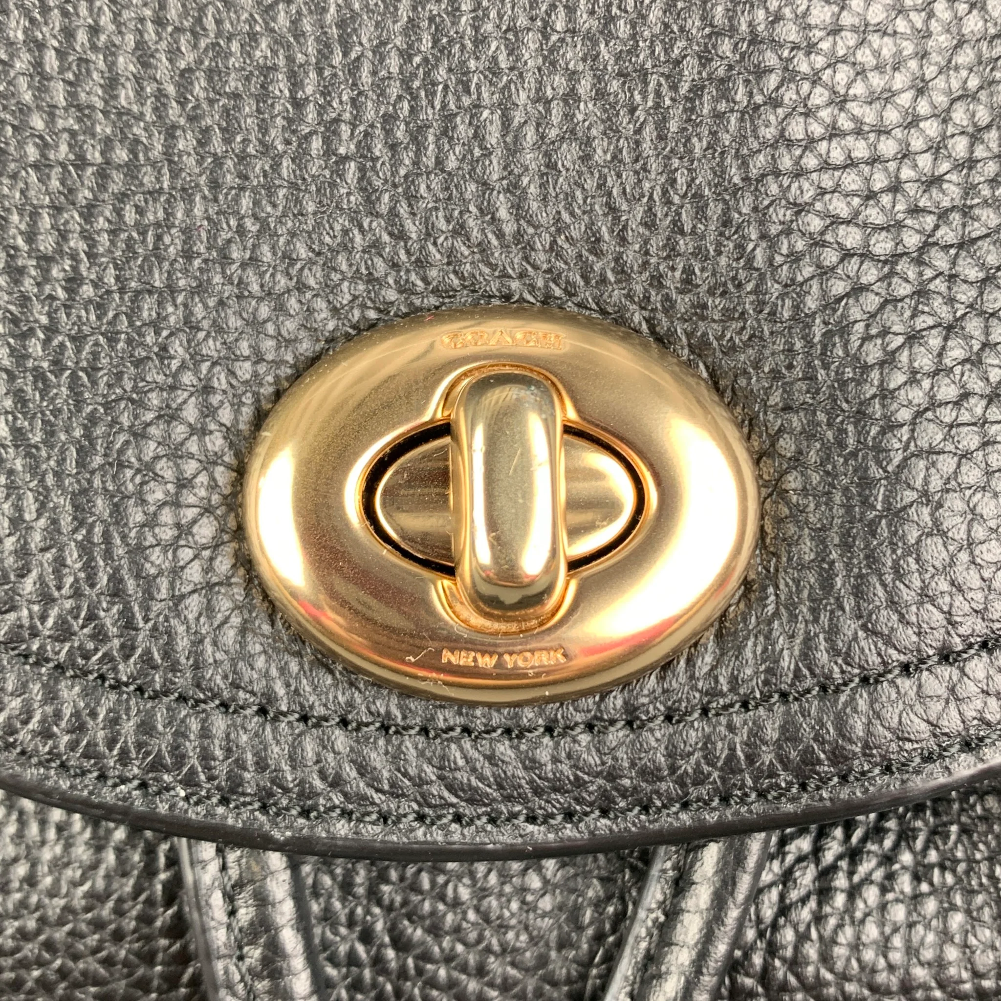 COACH Black Pebble Grain Leather Backpack Handbag & Leather Goods - Image 2