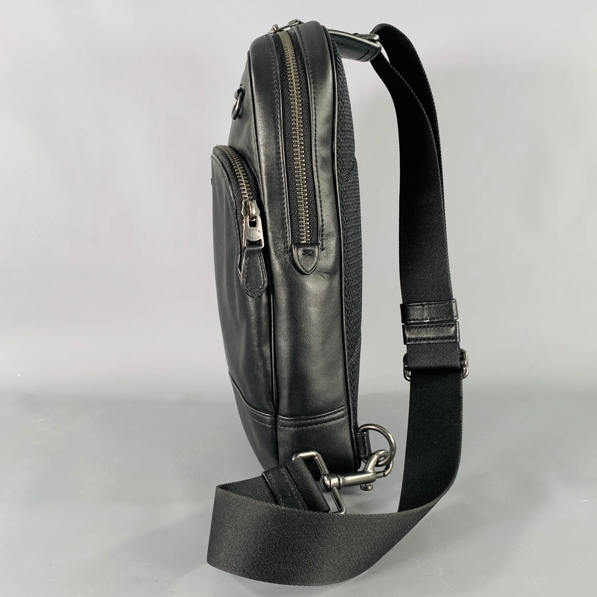 COACH Ethan Pack Black Leather Sling Bag - Image 5