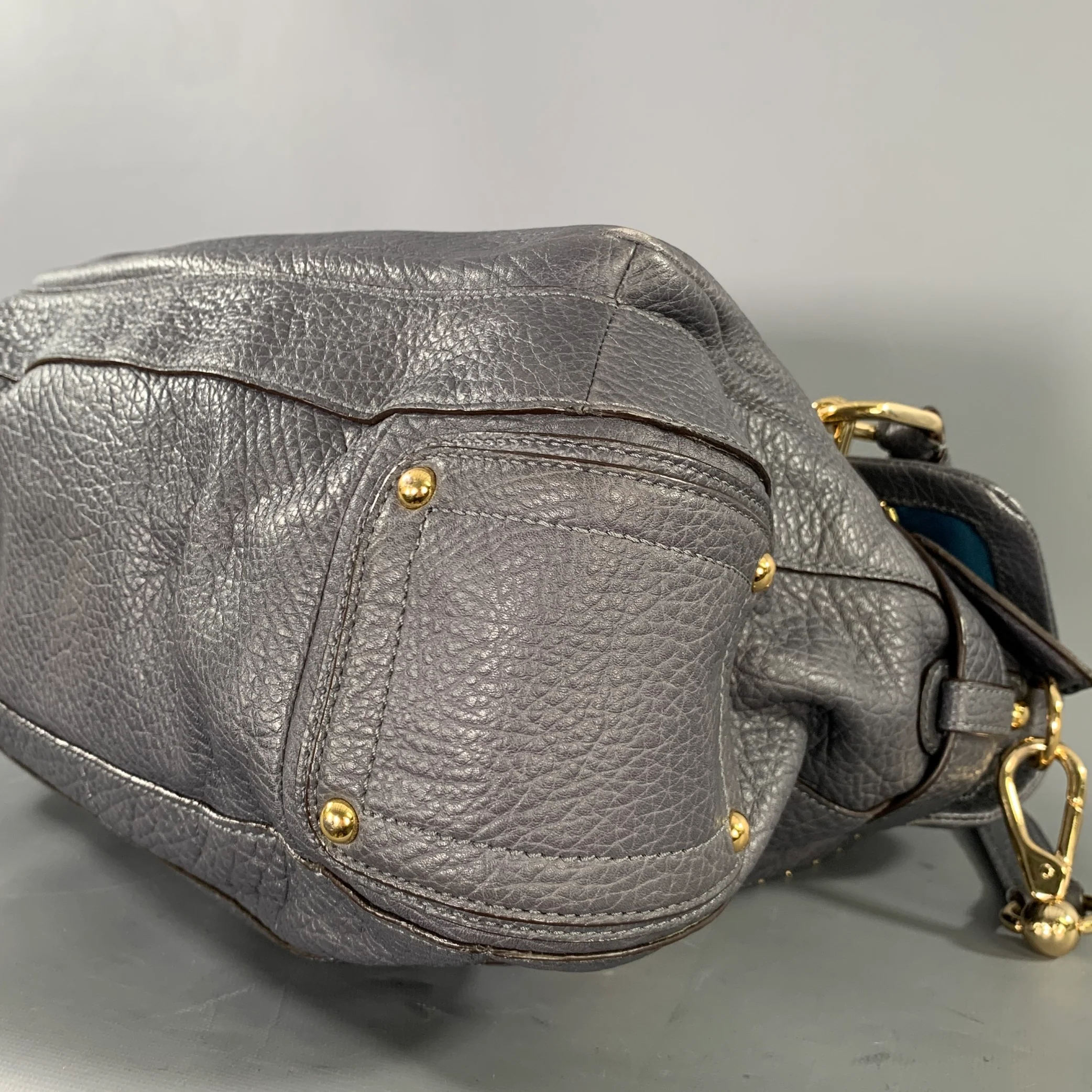 COACH Grey Pebble Grain Leather Handbag & Leather Goods - Image 7