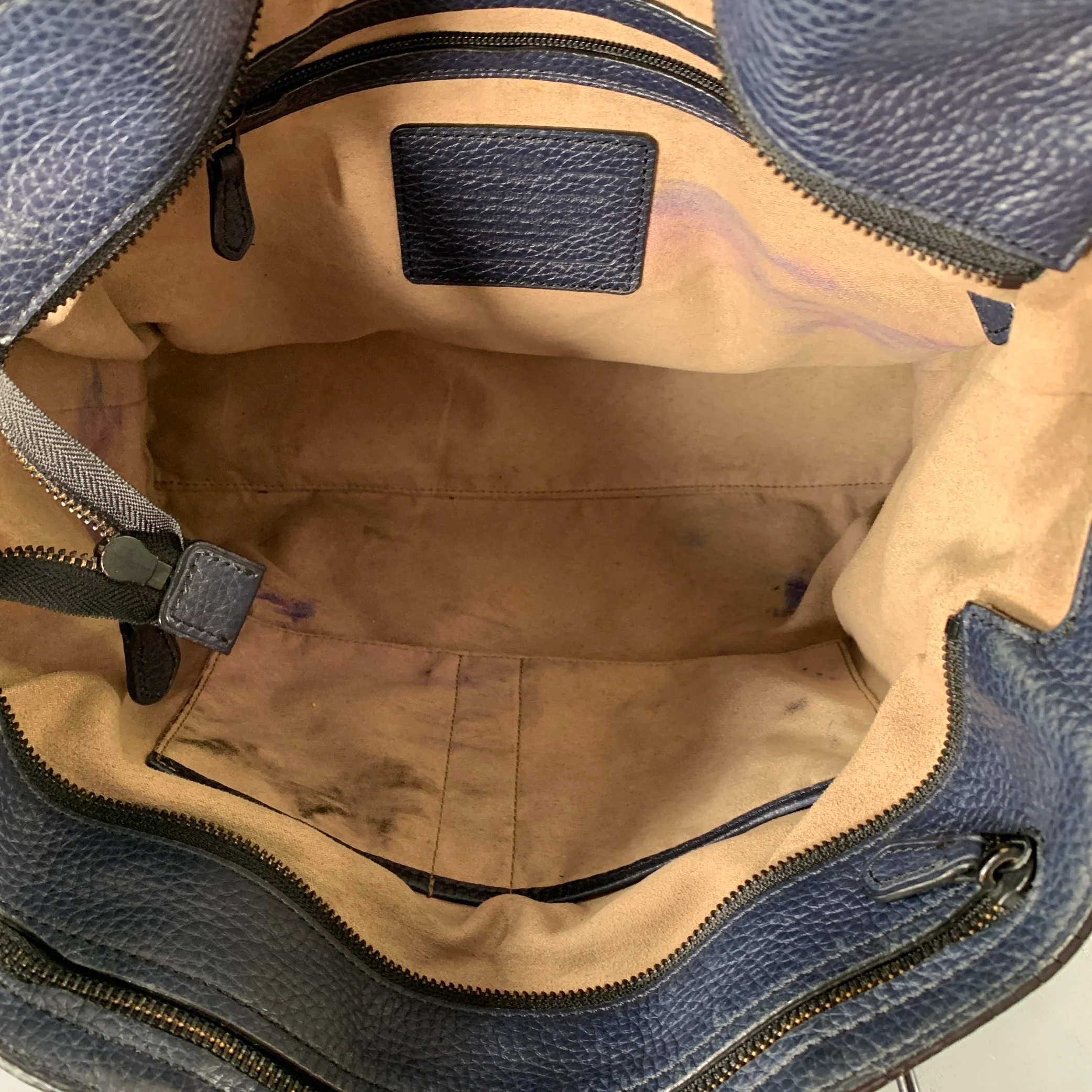 COACH Navy Pebble Grain Leather Tote Bag - Image 7