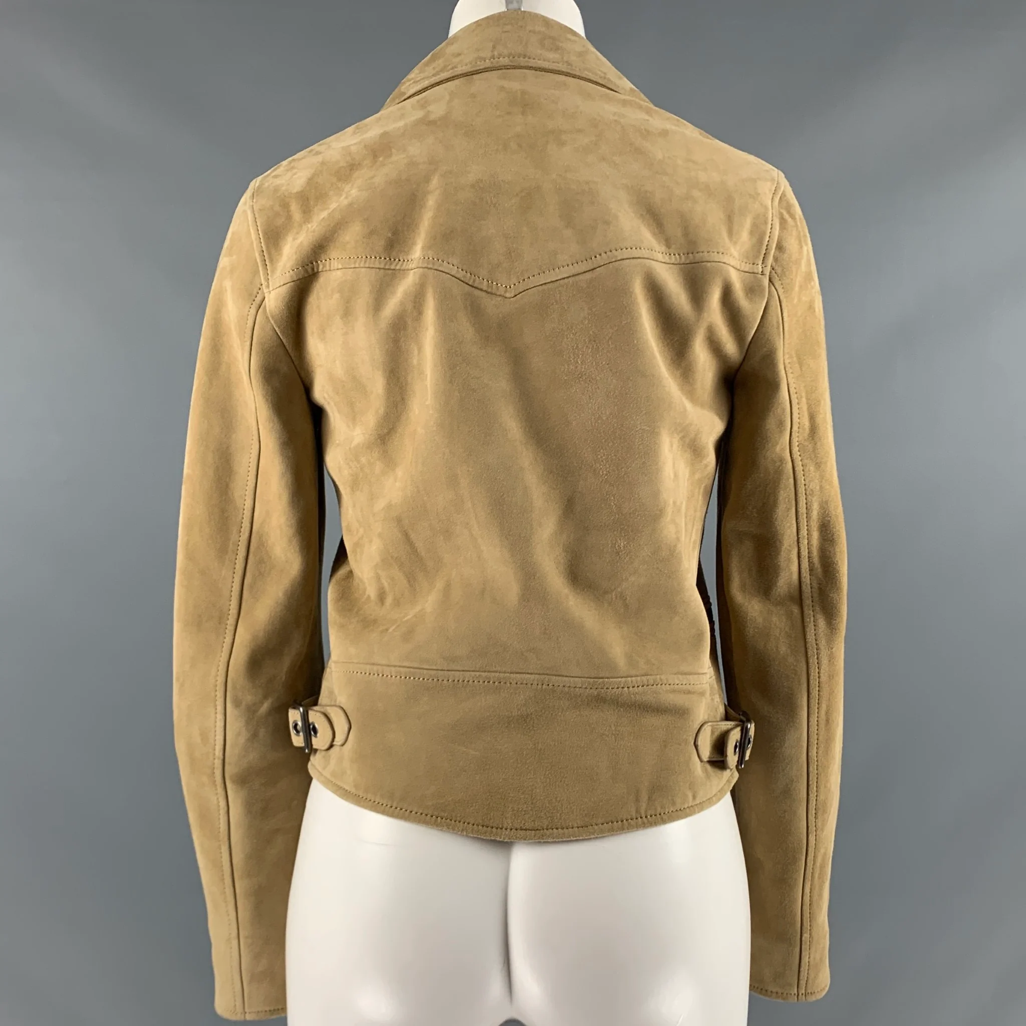 COACH Size 2 Tan Suede Lamb Skin Biker Jacket - Image 3