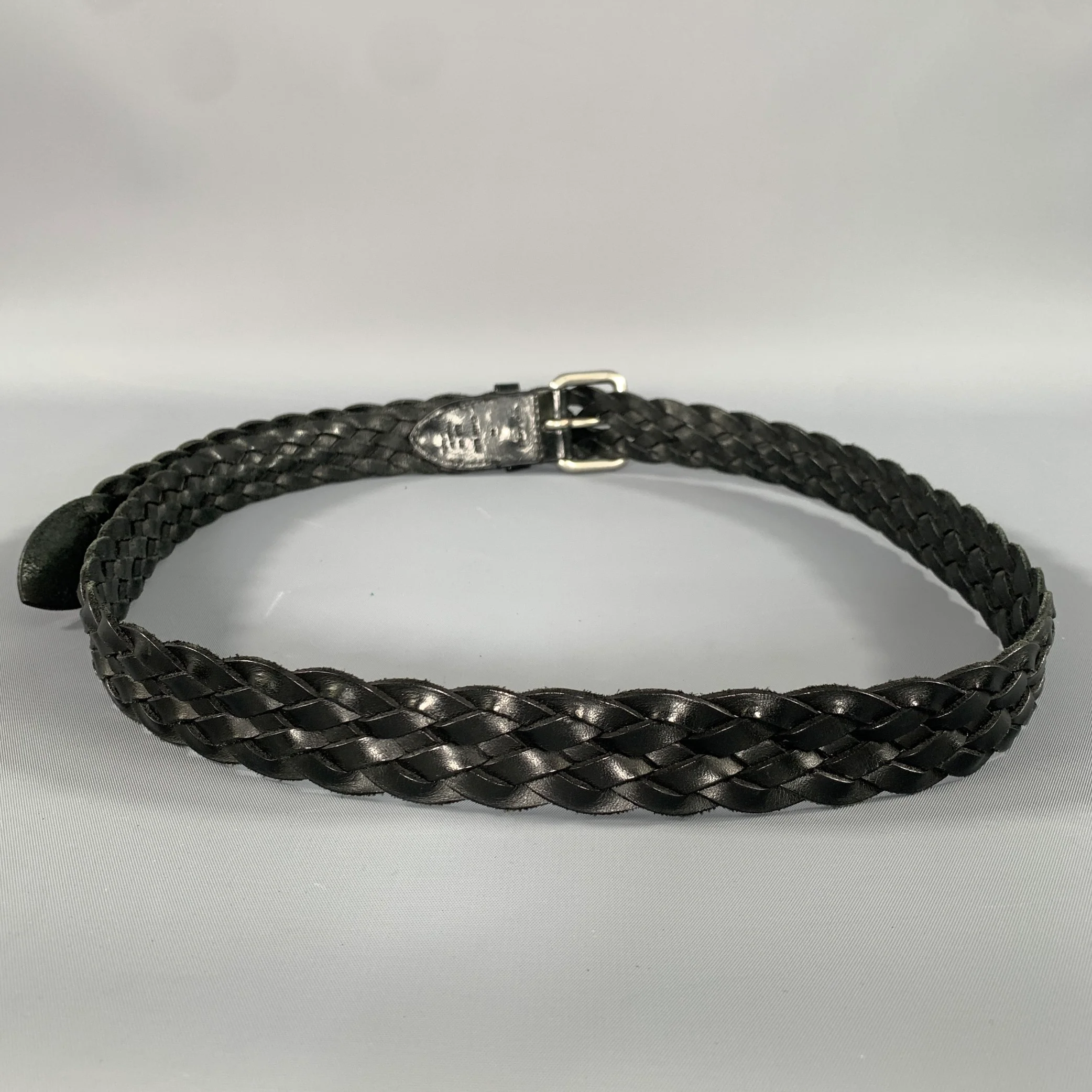 COACH Size 34 Black Braided Leather Belt - Image 3