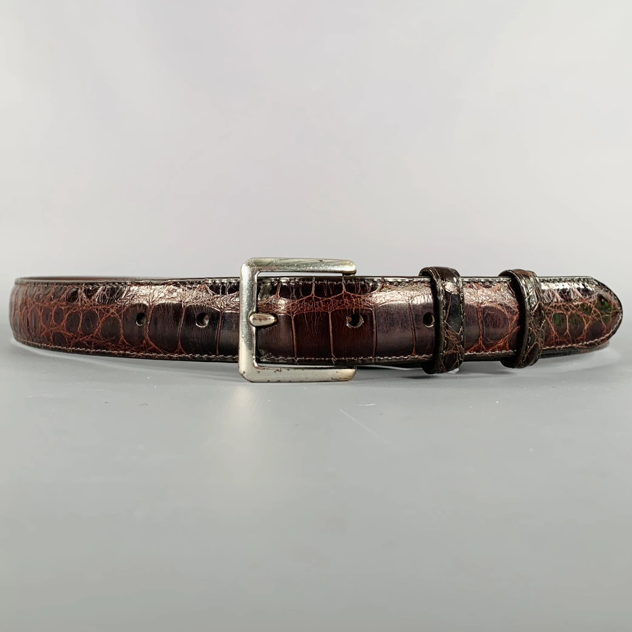 COACH Size 34 Brown Alligator Leather Belt