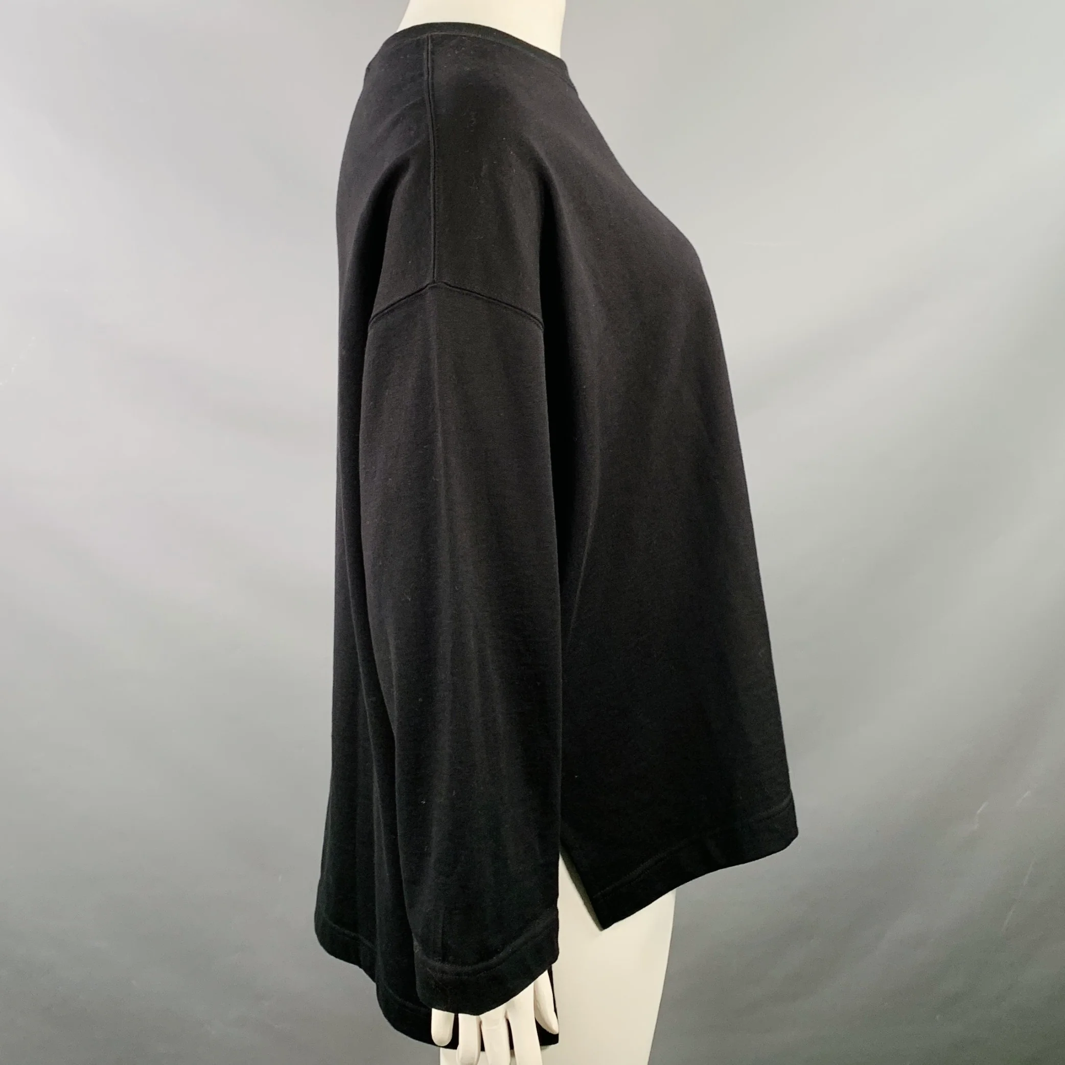 COGTHEBIGSMOKE One Size Black Cotton Oversized Crew Neck Sweatshirt Casual Top - Image 2