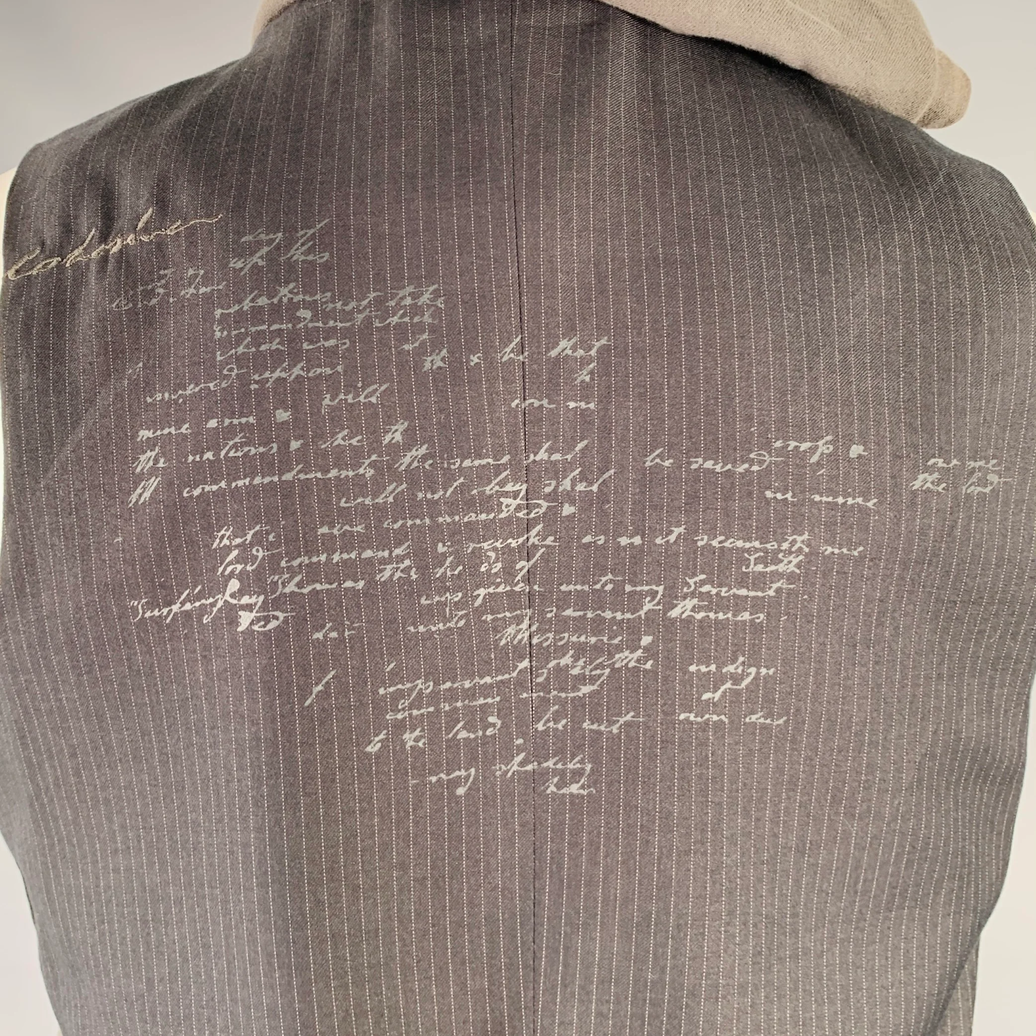 COHESIVE & CO. Size M Black Grey Pinstripe Cotton Vest - Image 5