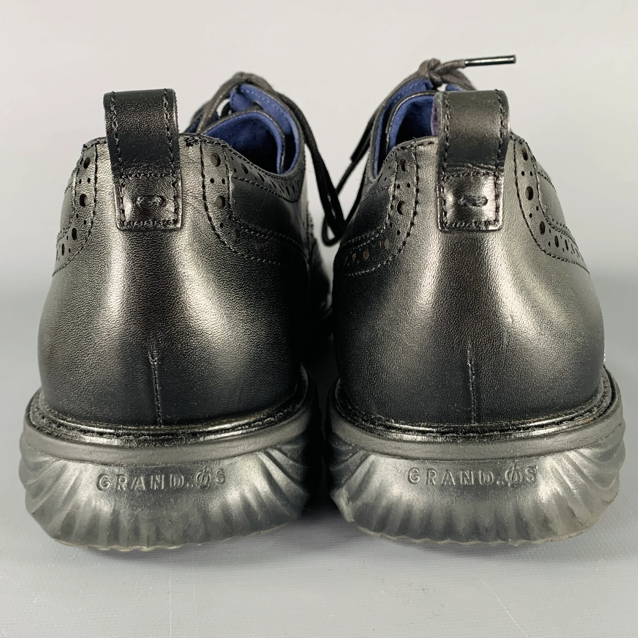COLE HAAN Size 13 Black Wingtip Leather Derby Lace Up Shoes - Image 3