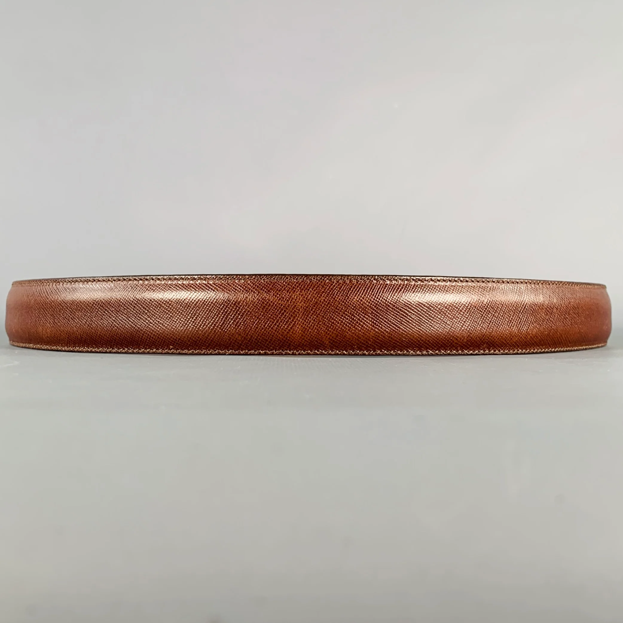COLE HAAN Size 36 Dark Brown Saffiano Leather Belt - Image 2