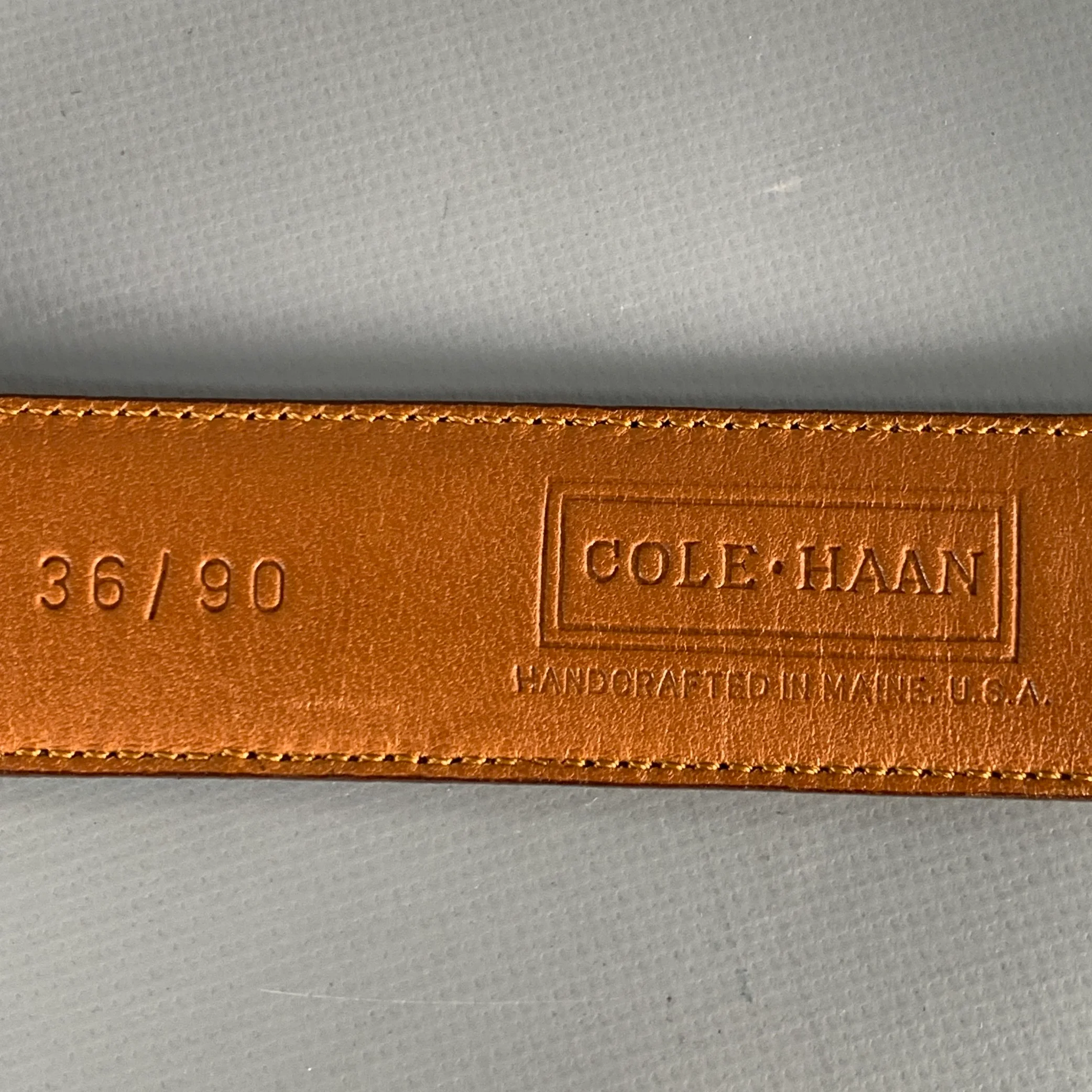 COLE HAAN Size 36 Dark Brown Saffiano Leather Belt - Image 5