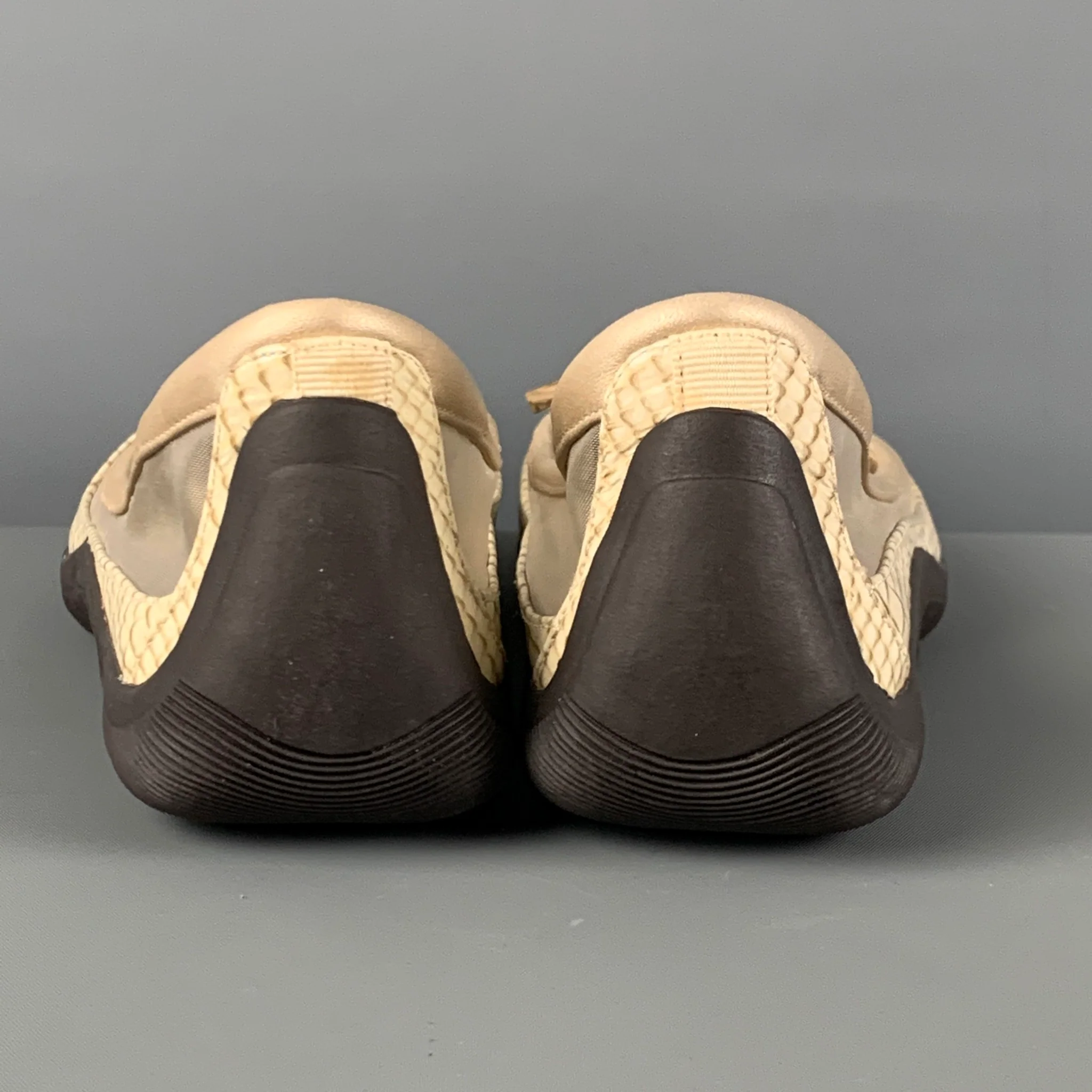 COLE HAAN Size 6.5 Beige Mesh Snake Skin Print Patent Leather Slip On Flats - Image 5