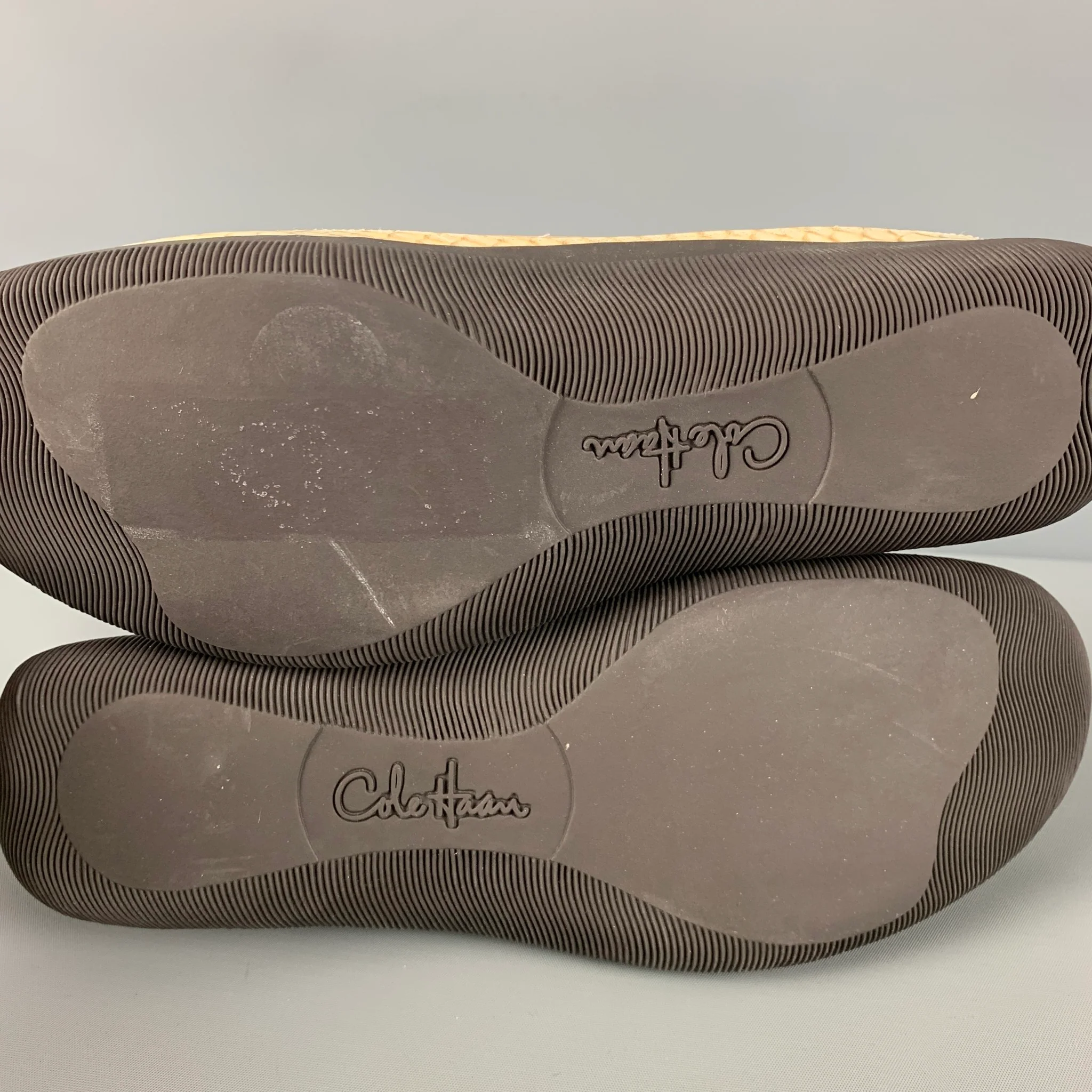 COLE HAAN Size 6.5 Beige Mesh Snake Skin Print Patent Leather Slip On Flats - Image 8