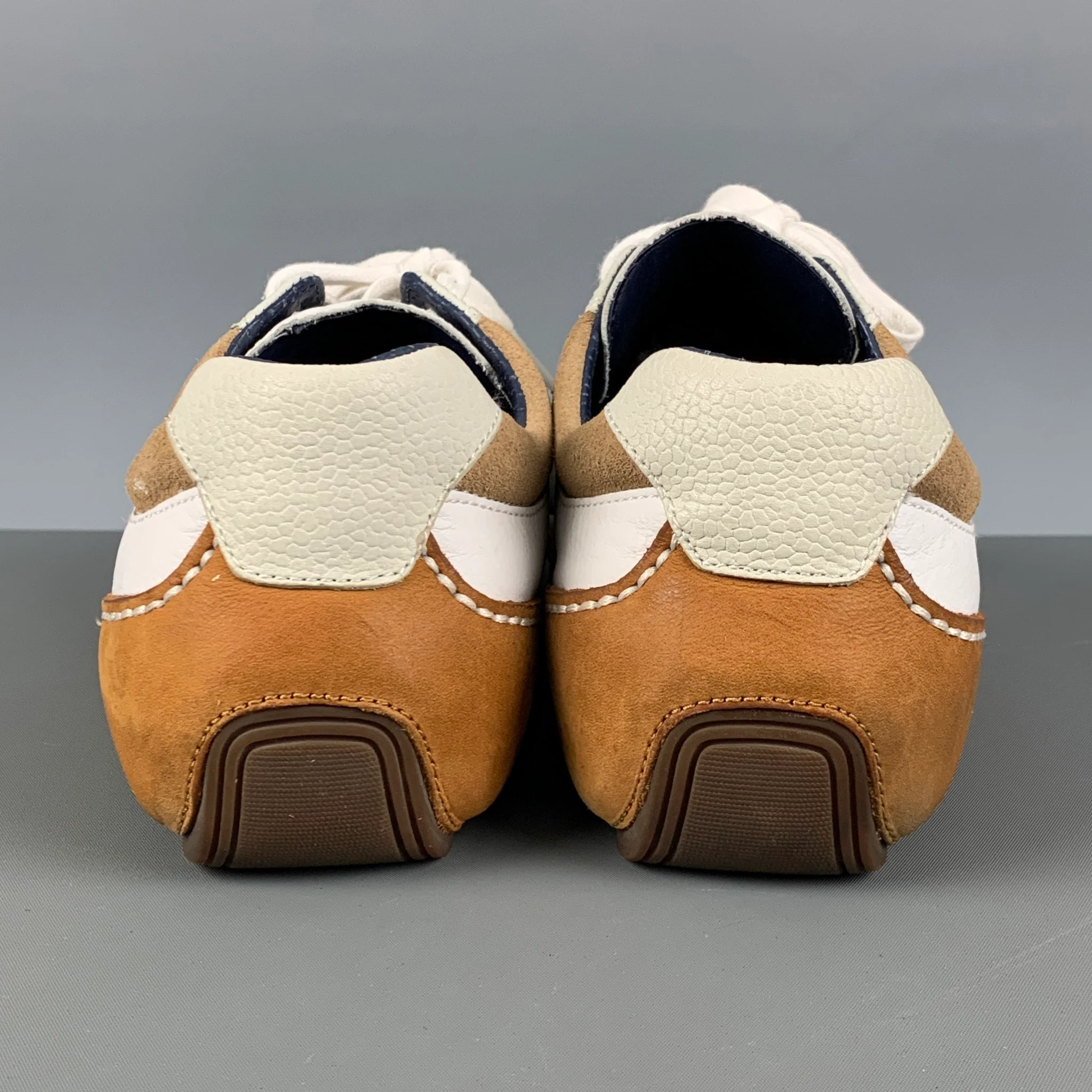 COLE HAAN Size 9.5 White Tan Leather Low Top Sneakers - Image 3