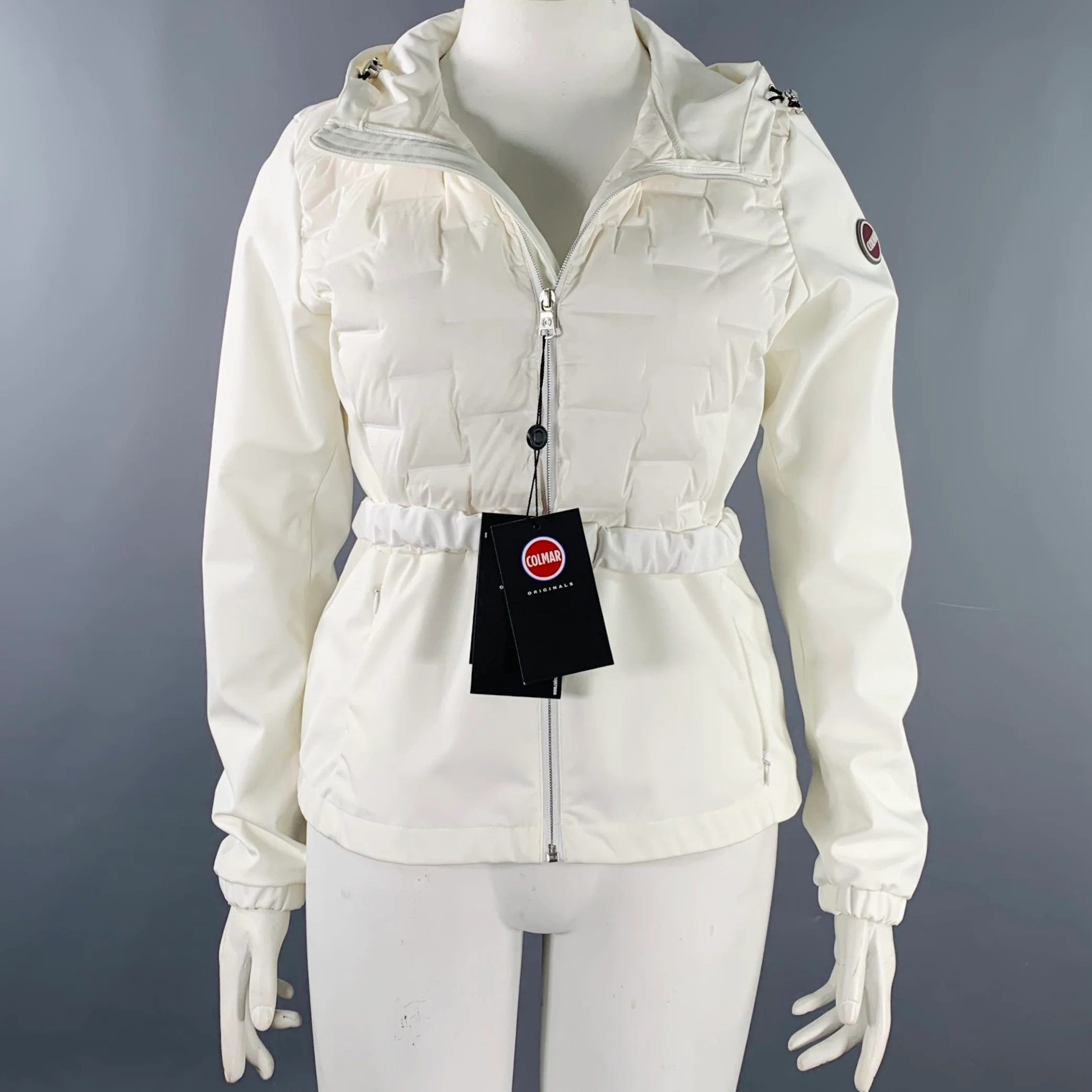 COLMAR Size 12 White Polyester Blend Padded Hooded Jacket