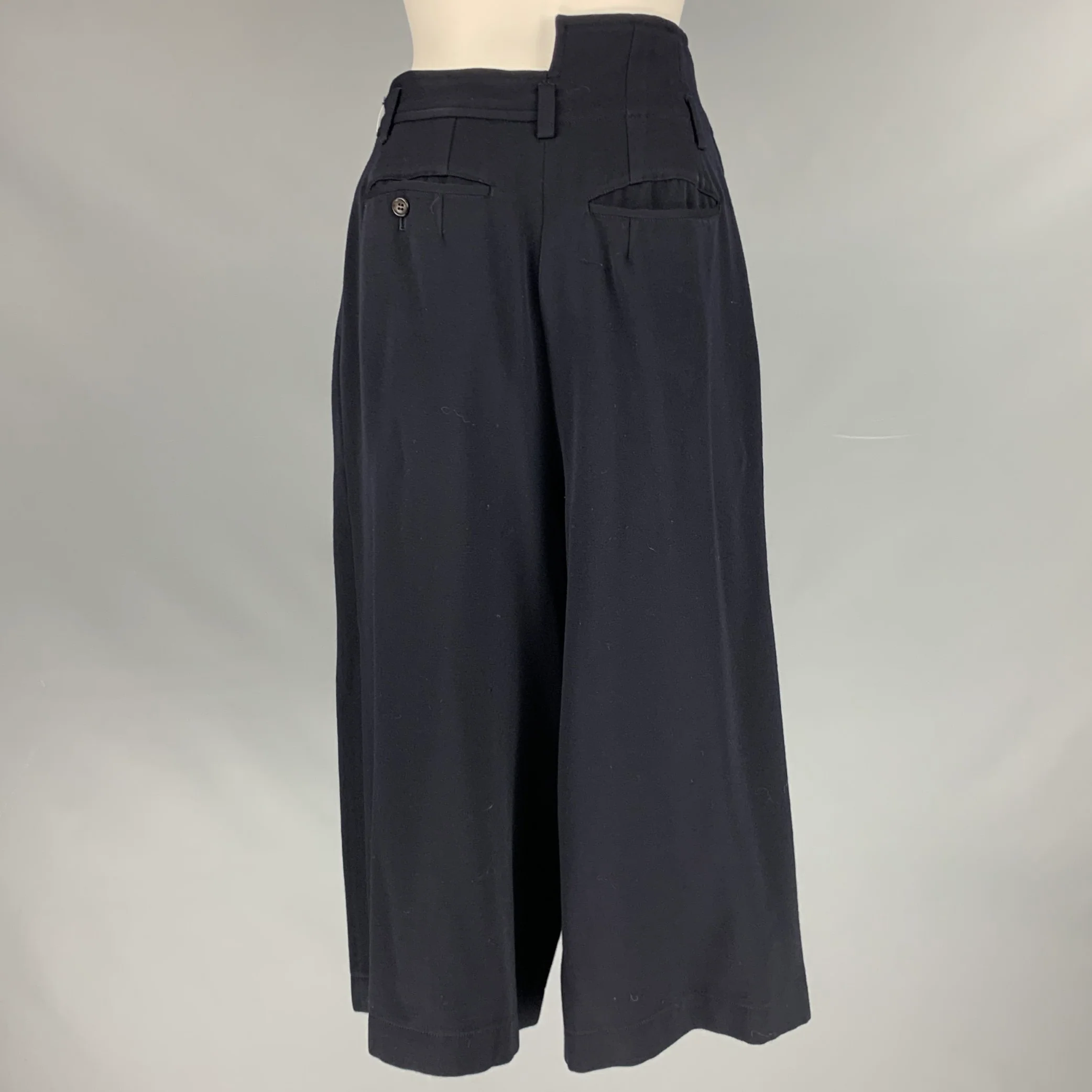 COMME des GARCONS 1988 Size M Navy Wool Drop Crotch Wide Leg Dress Pants - Image 3