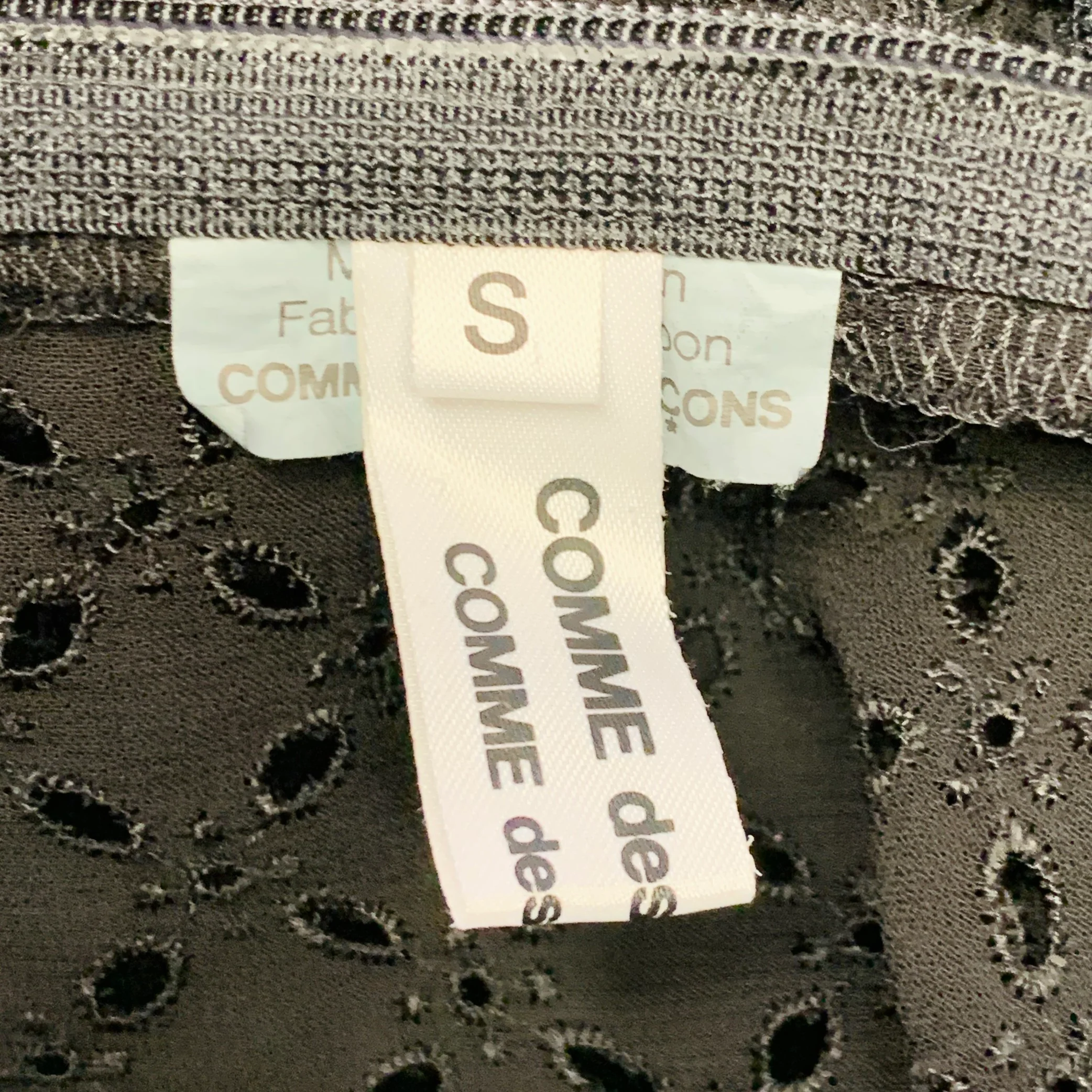COMME des GARCONS 2012 Size S Black Cupro Eyelet Asymmetrical Wide Leg Jumpsuit - Image 6