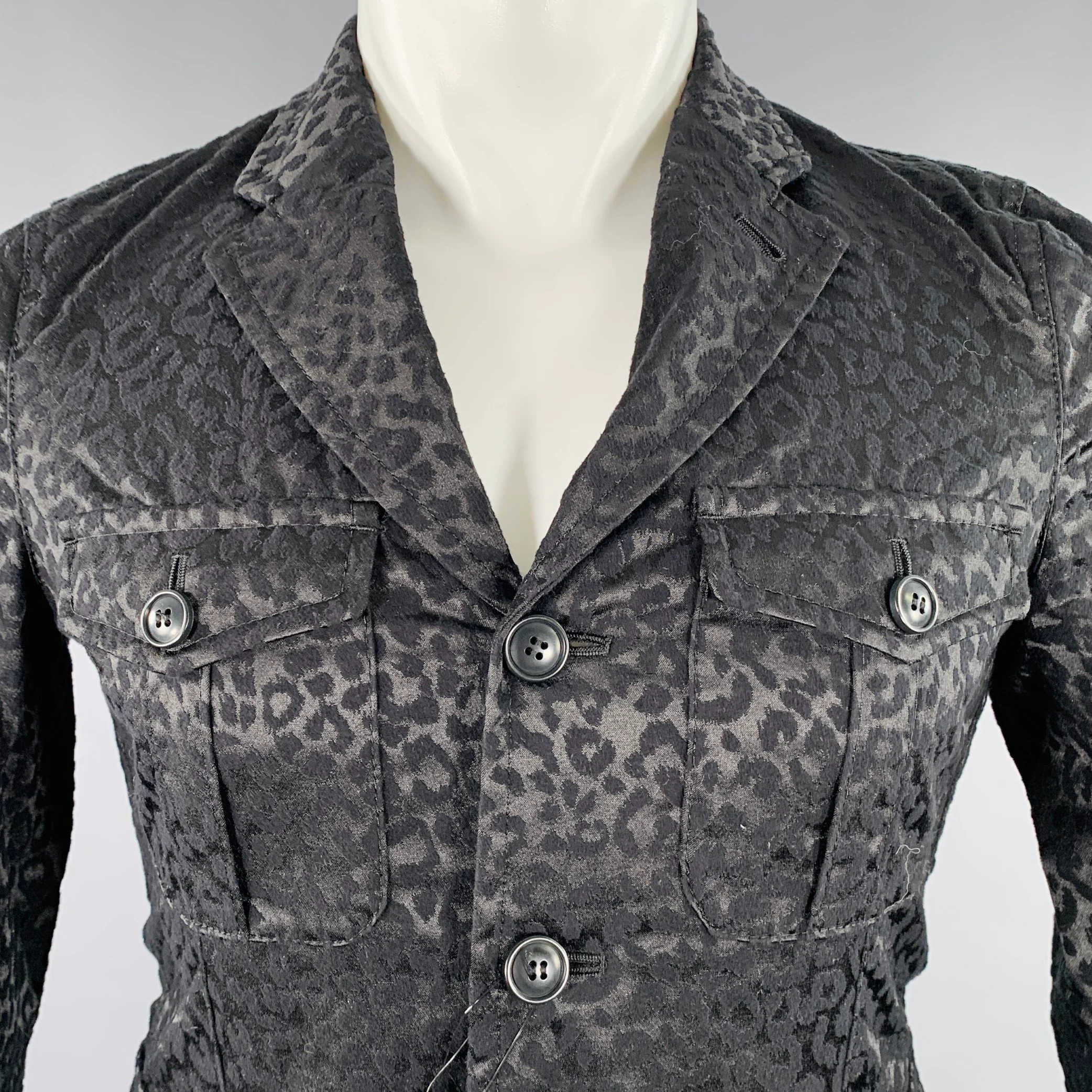 COMME des GARCONS 2014 Size S Black Jacquard Cotton Blend Jacket - Image 2