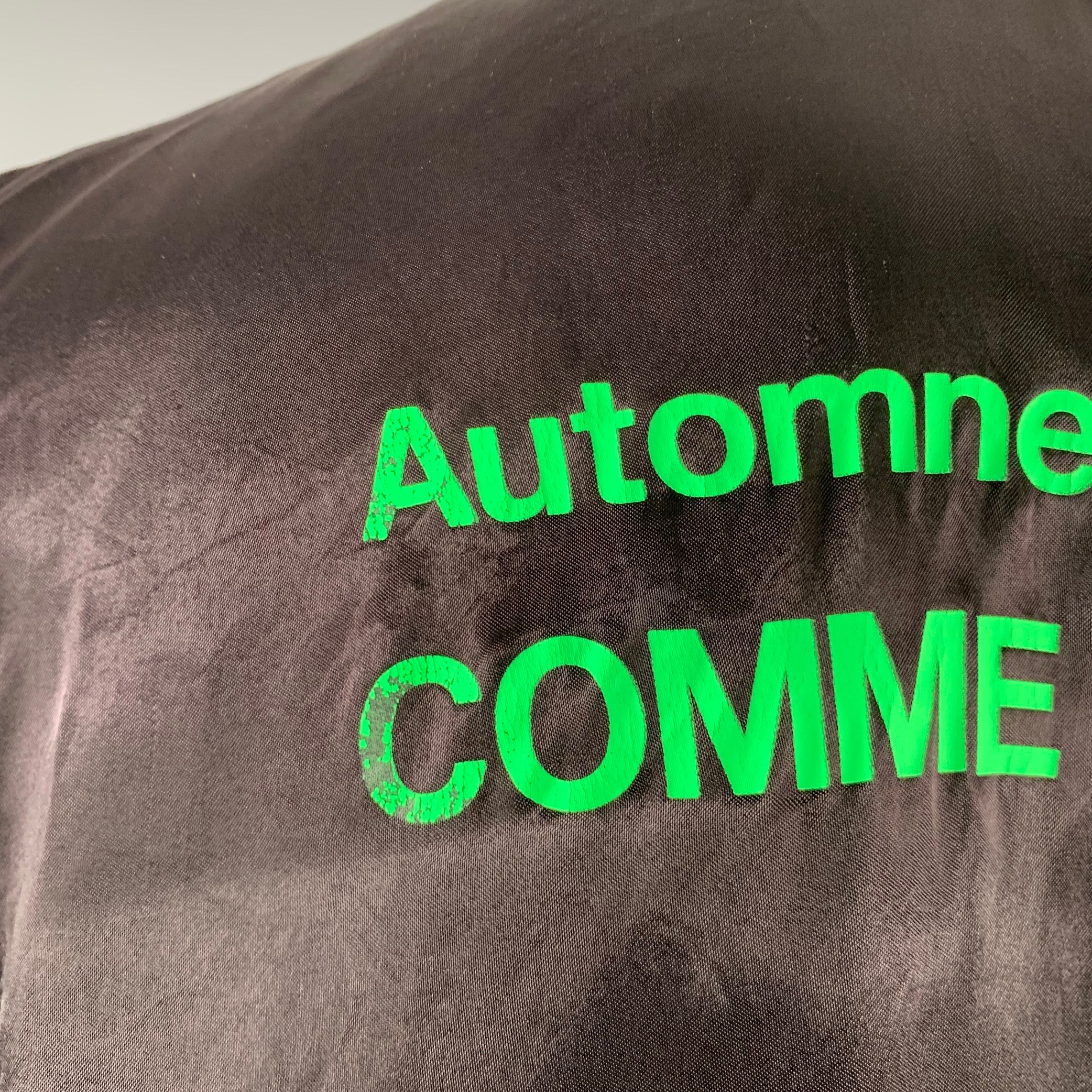 COMME des GARCONS 2018 Size XL Black Green Graphic Cupro Bomber Jacket - Image 4