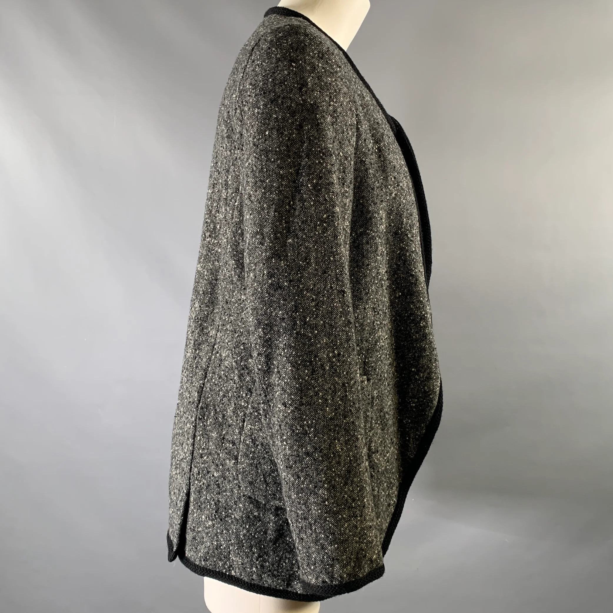 COMME des GARCONS BLACK Size XS Green Black & White Tweed Wool Nylon Jacket - Image 3