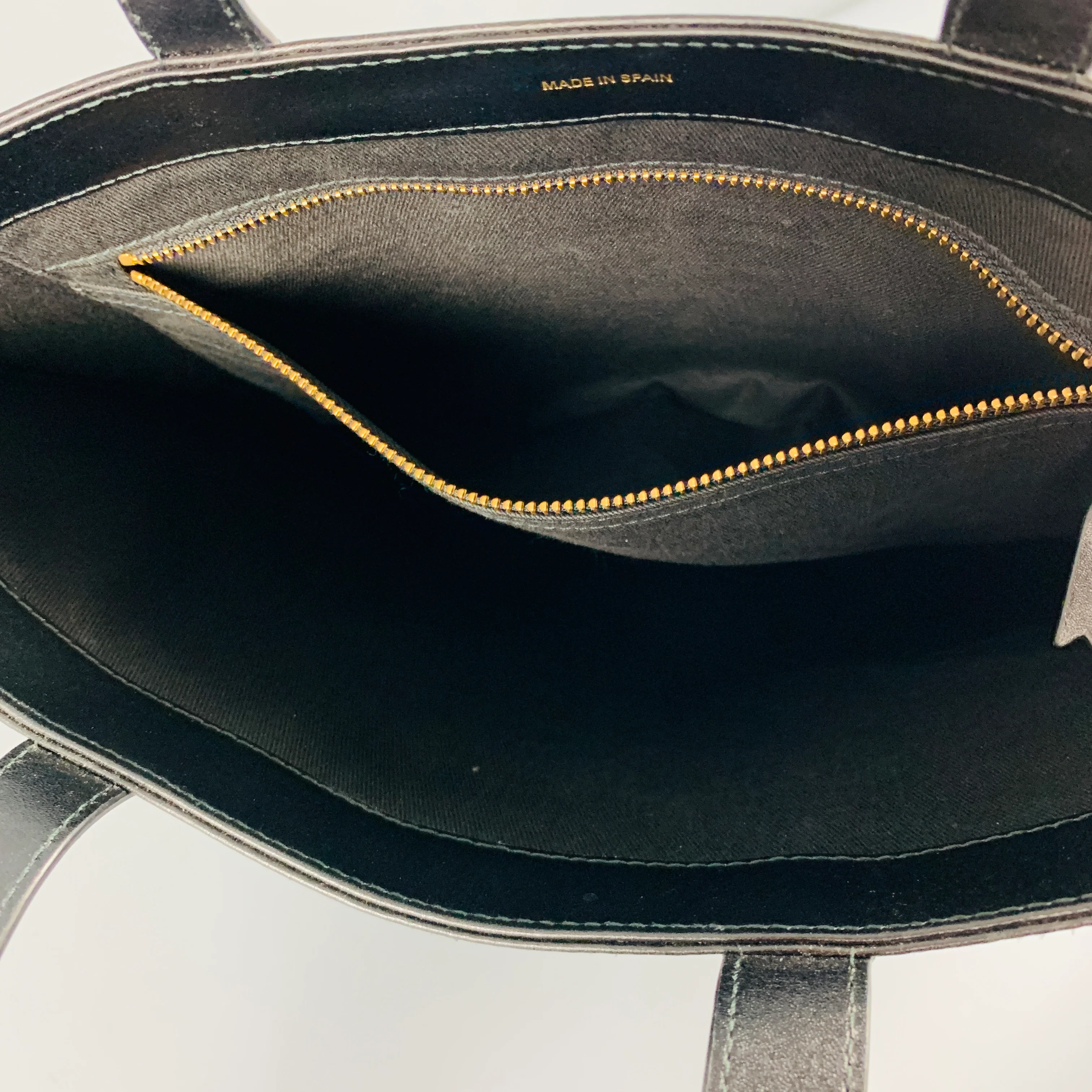 COMME des GARCONS Black White Logo Cowhide Leather Tote Bag - Image 5