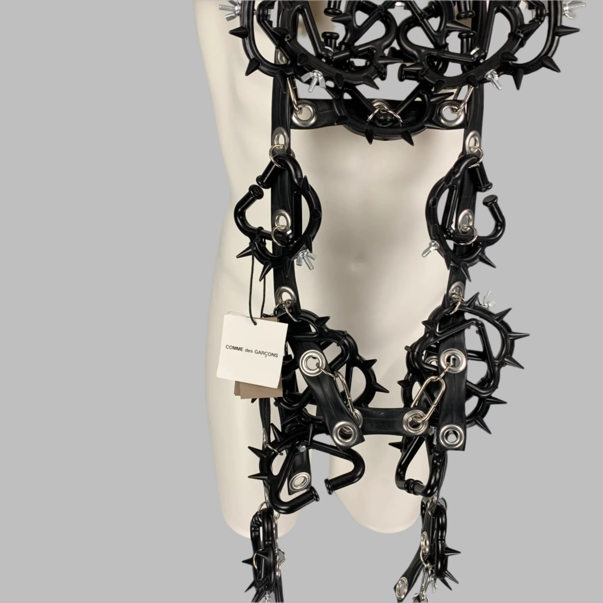 COMME des GARCONS HOMME FW 2019 Black Silver PVC Rubber Harness Necklace - Image 2