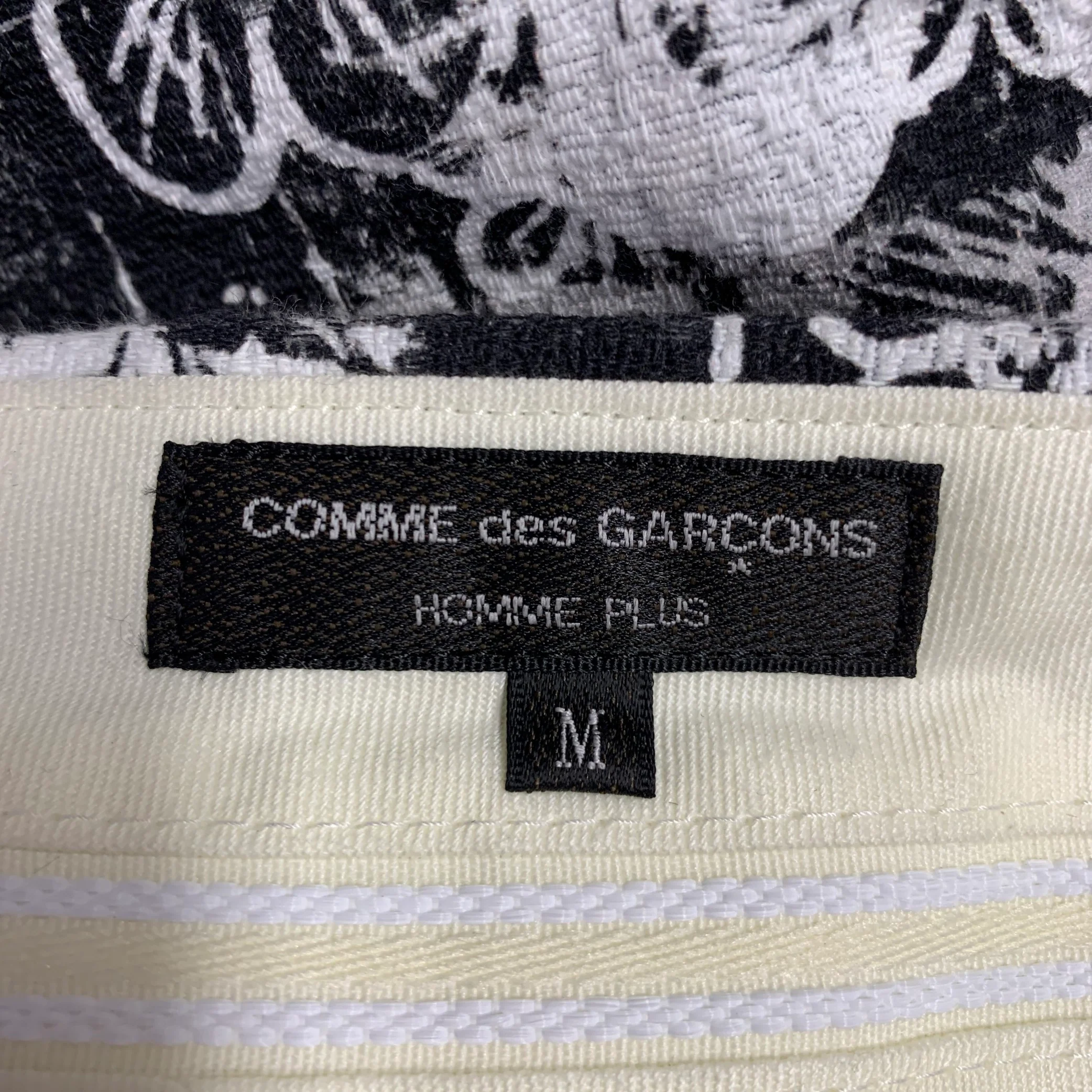 COMME des GARCONS HOMME PLUS 2021 Size M Black White Floral Cotton Dress Pants - Image 4