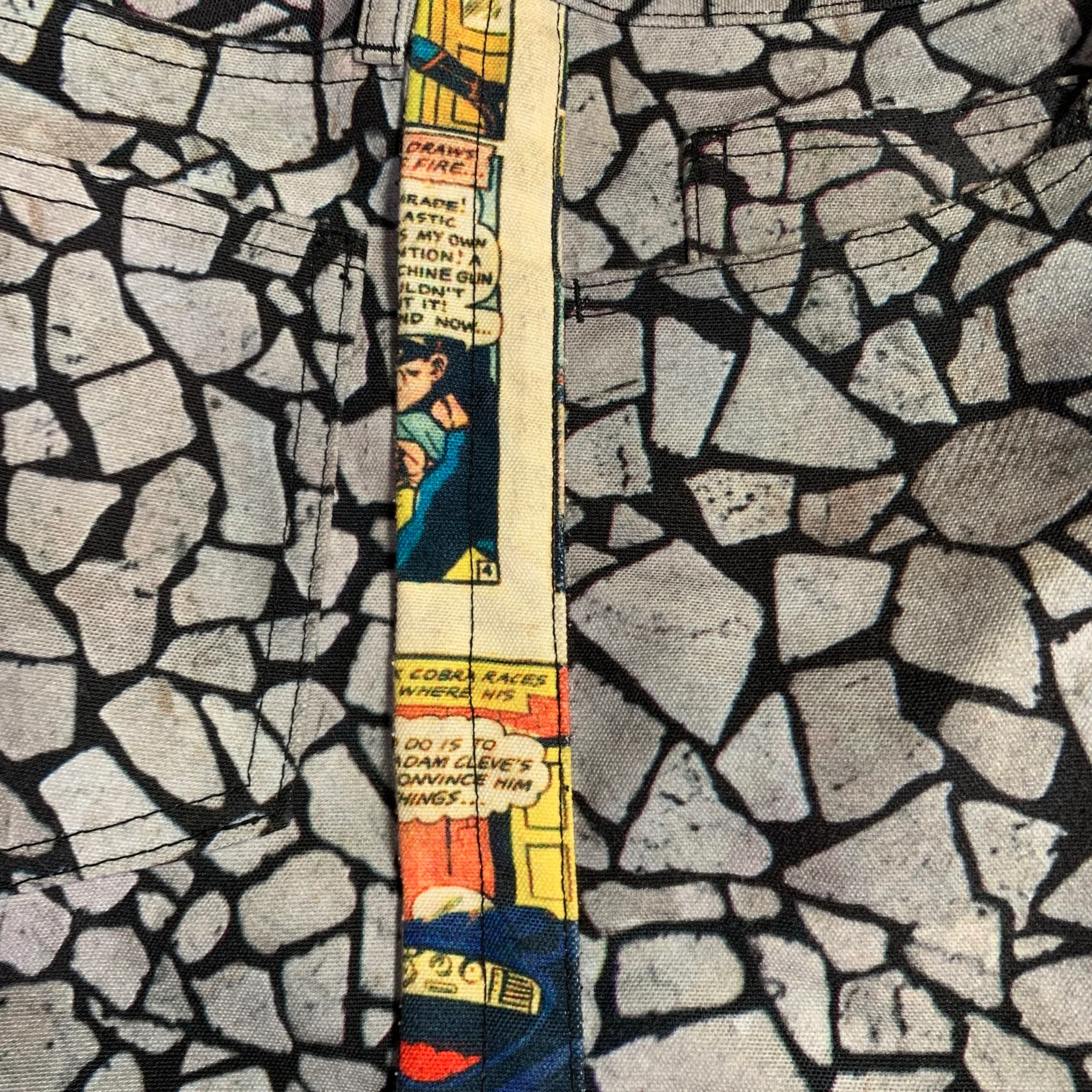 COMME des GARCONS HOMME PLUS Fall 2018 Size S Grey Multi Color Comic Denim Jeans - Image 4