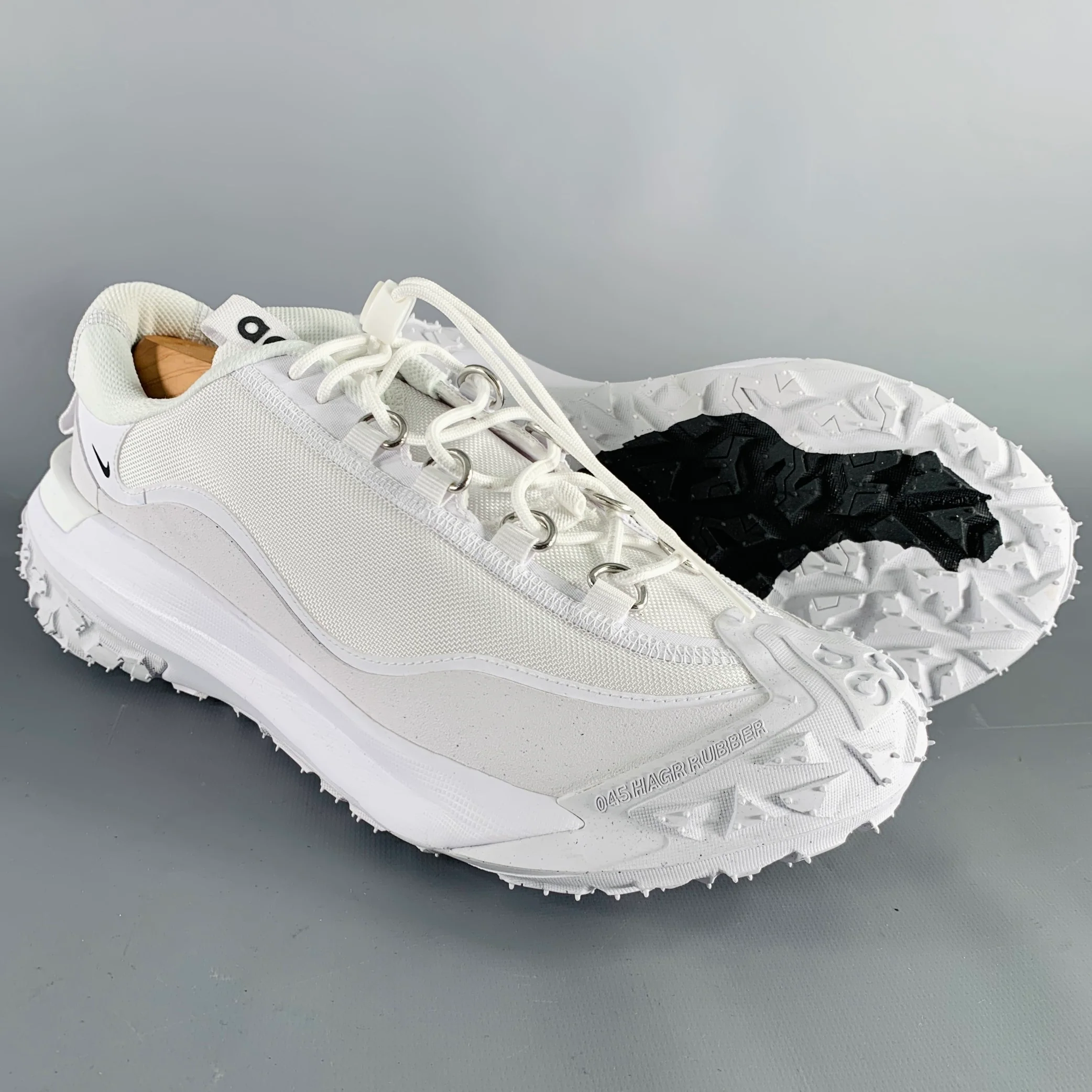 COMME des GARCONS HOMME PLUS Size 11 White Nylon Lace-Up Sneakers - Image 5