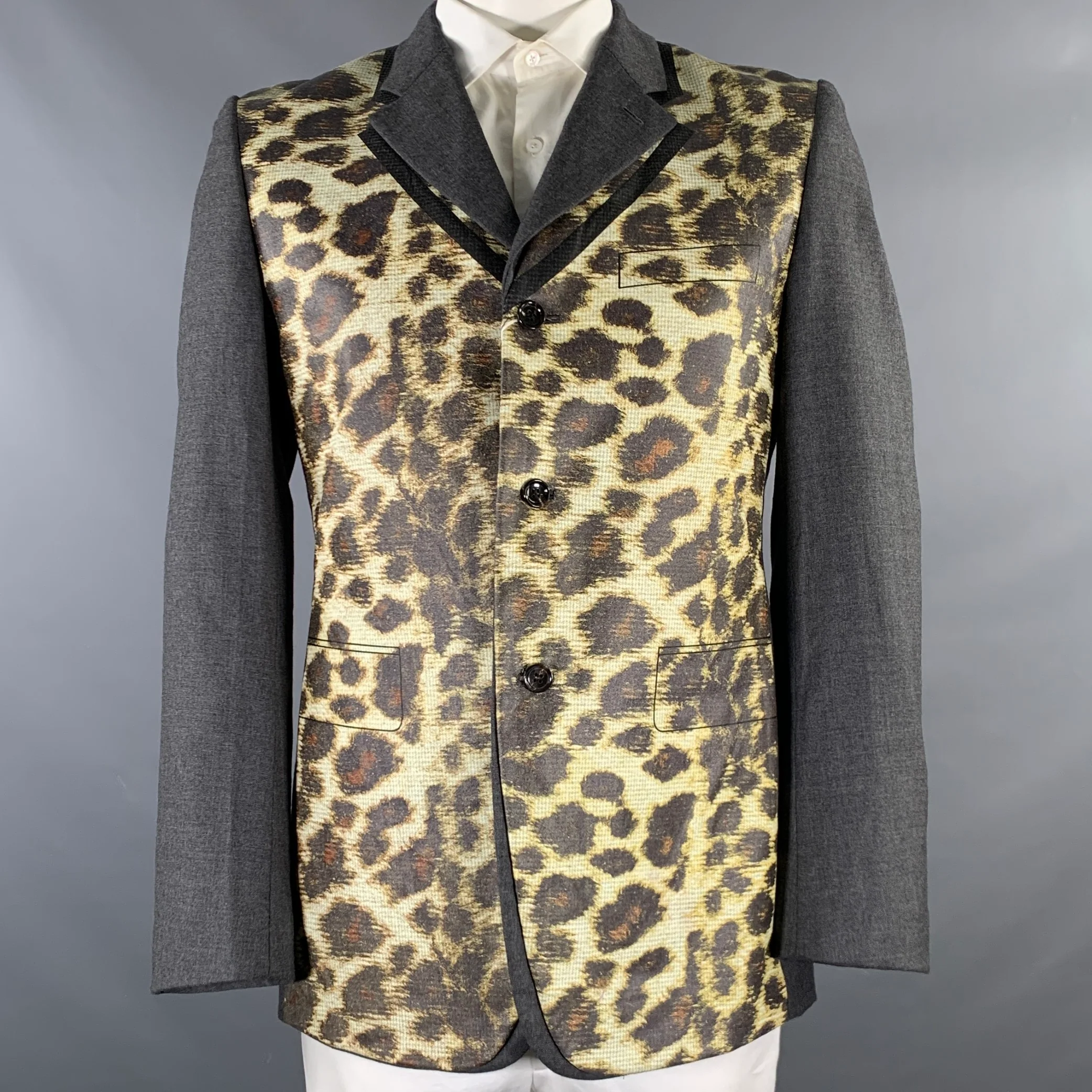 COMME des GARCONS HOMME PLUS Size L Grey Tan Brown Wool Sport Coat
