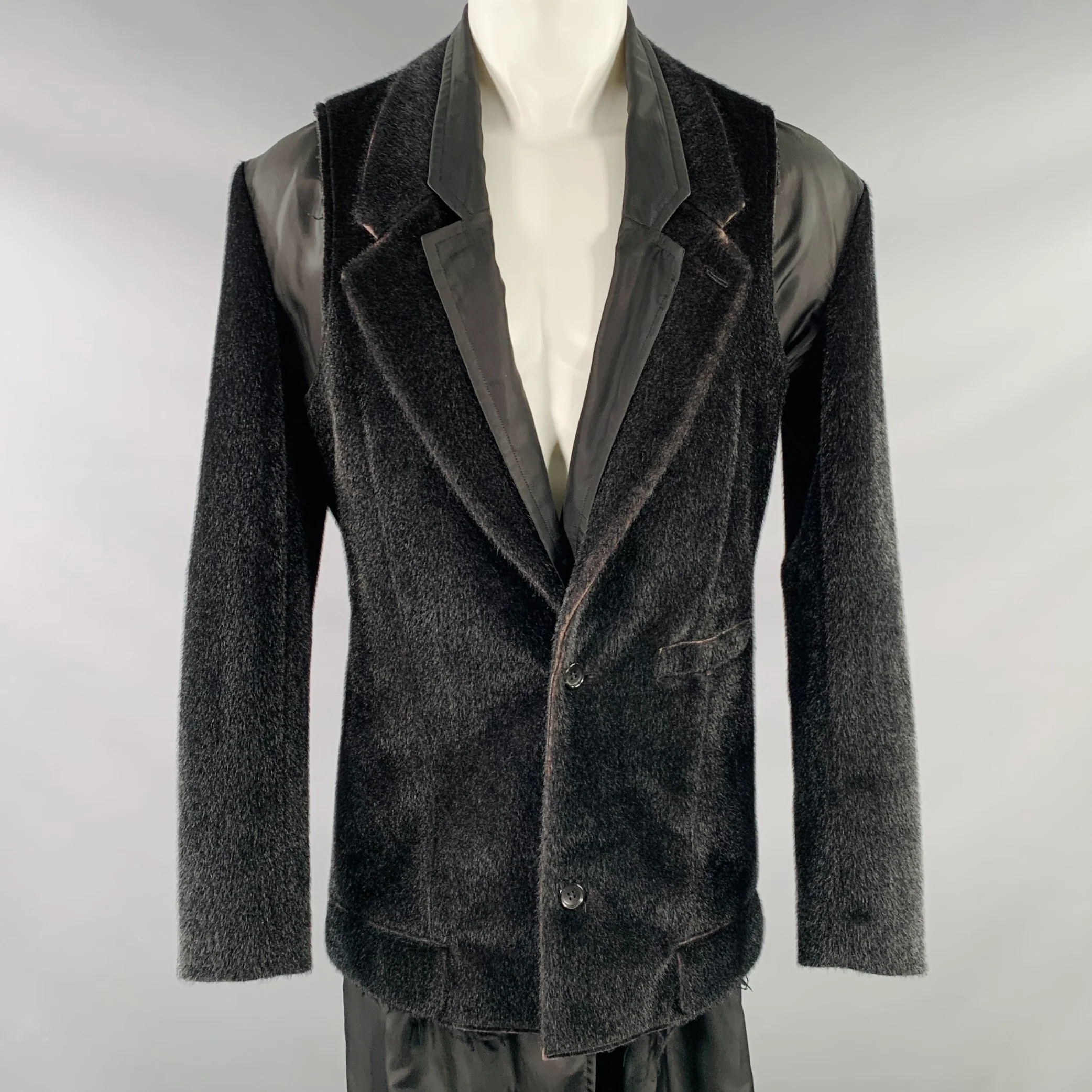 COMME des GARCONS HOMME PLUS Size M Black Faux Fur Removable Vest Jacket - Image 2