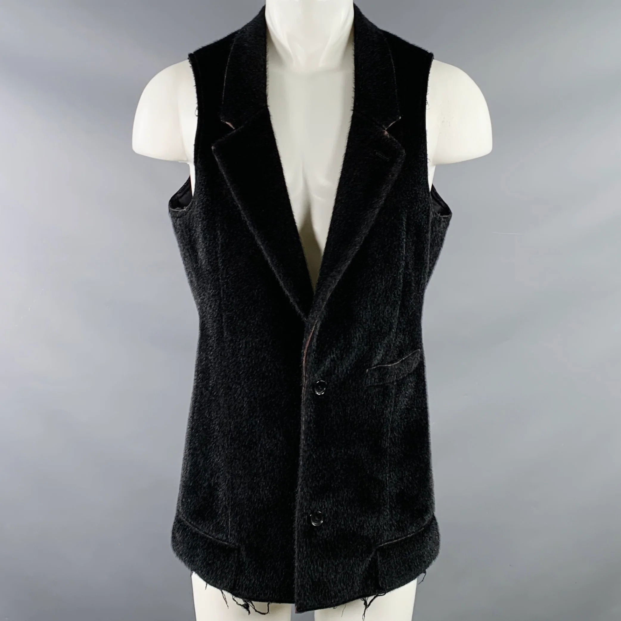 COMME des GARCONS HOMME PLUS Size M Black Faux Fur Removable Vest Jacket - Image 4