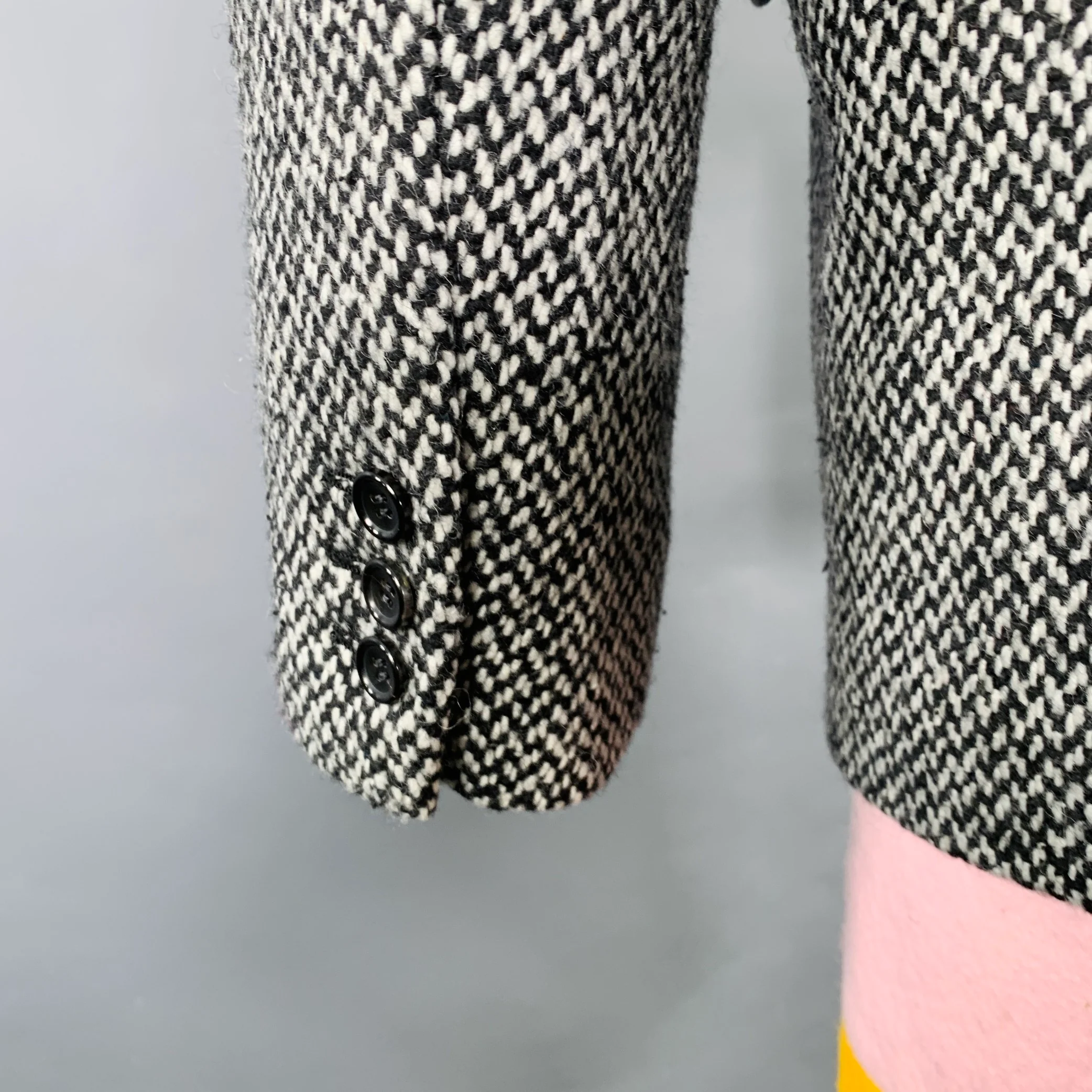 COMME des GARCONS HOMME PLUS Size M Black White Tweed Jacket - Image 4