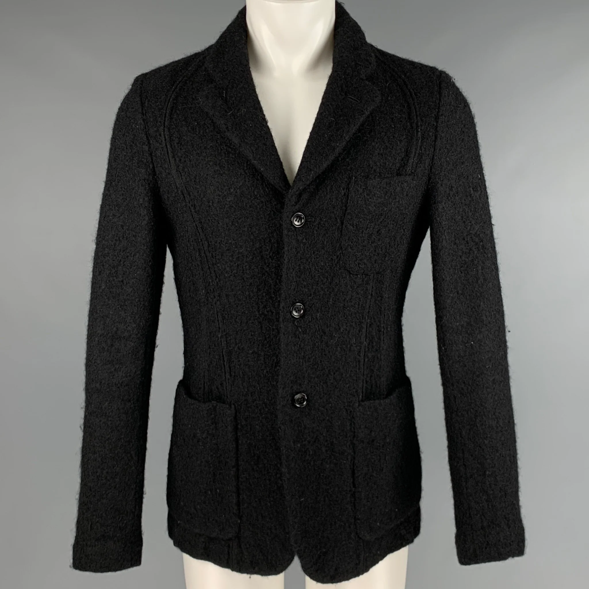 COMME des GARCONS HOMME PLUS Size M Black Wool Blend Textured Jacket