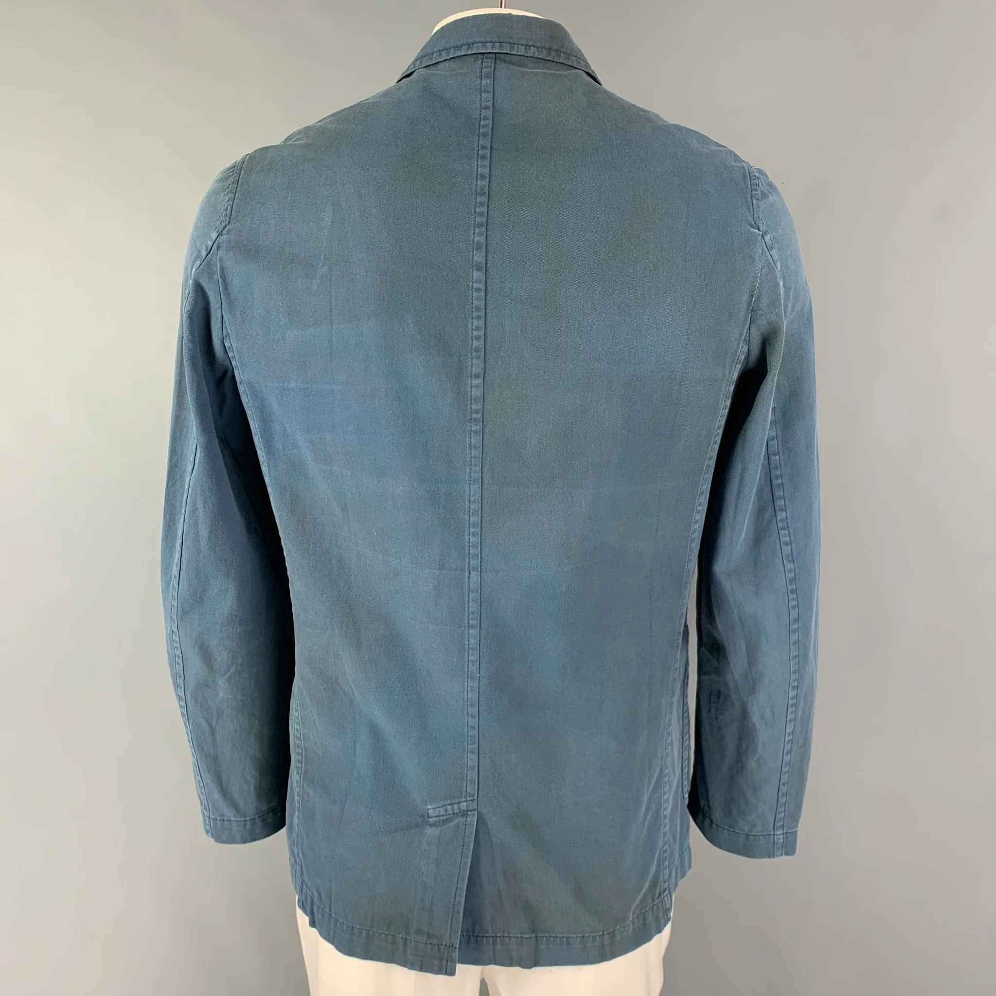 COMME des GARCONS HOMME PLUS Size M Blue Distressed Cotton Jacket - Image 3