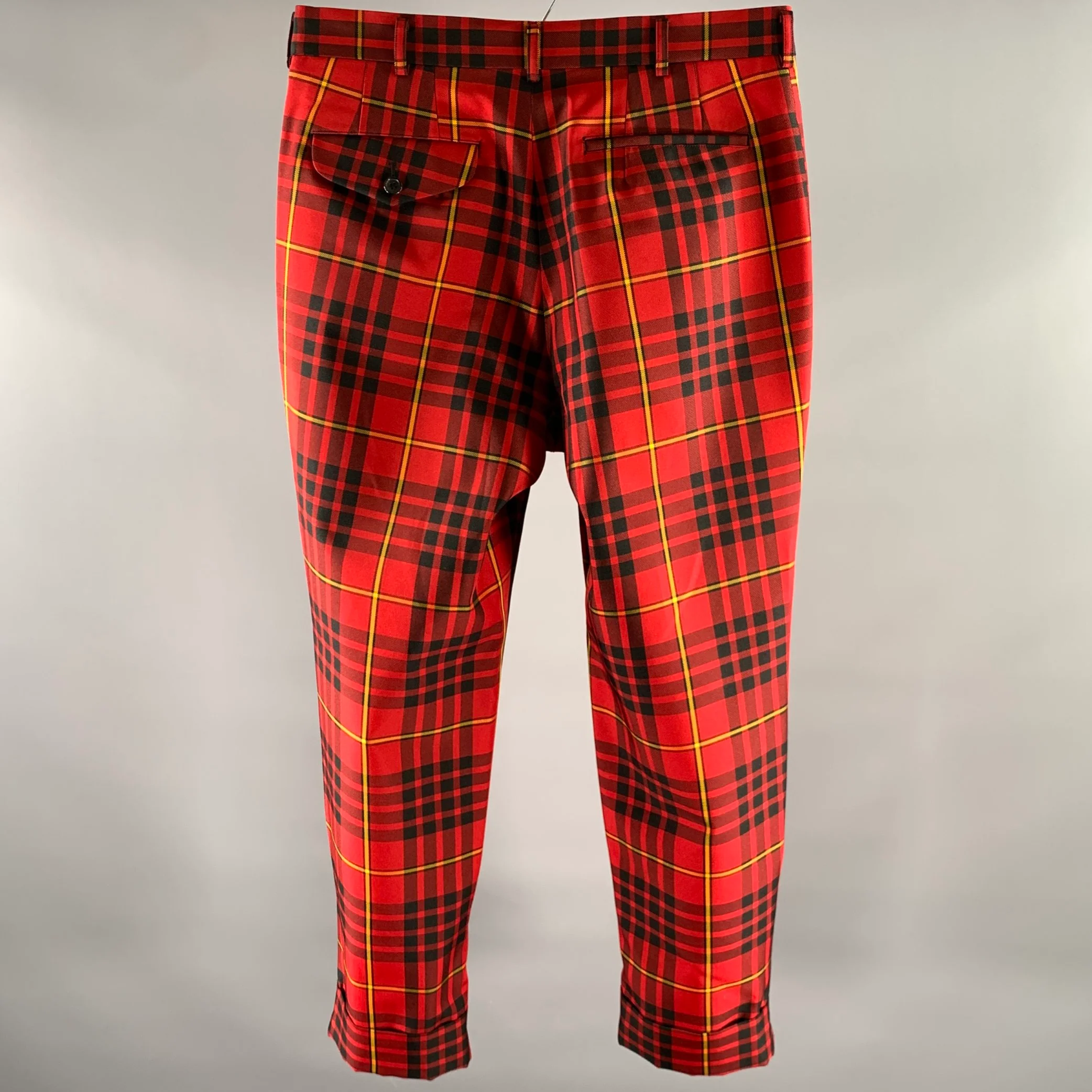 COMME des GARCONS HOMME PLUS Size M Red Black Yellow Tartan Pants - Image 3